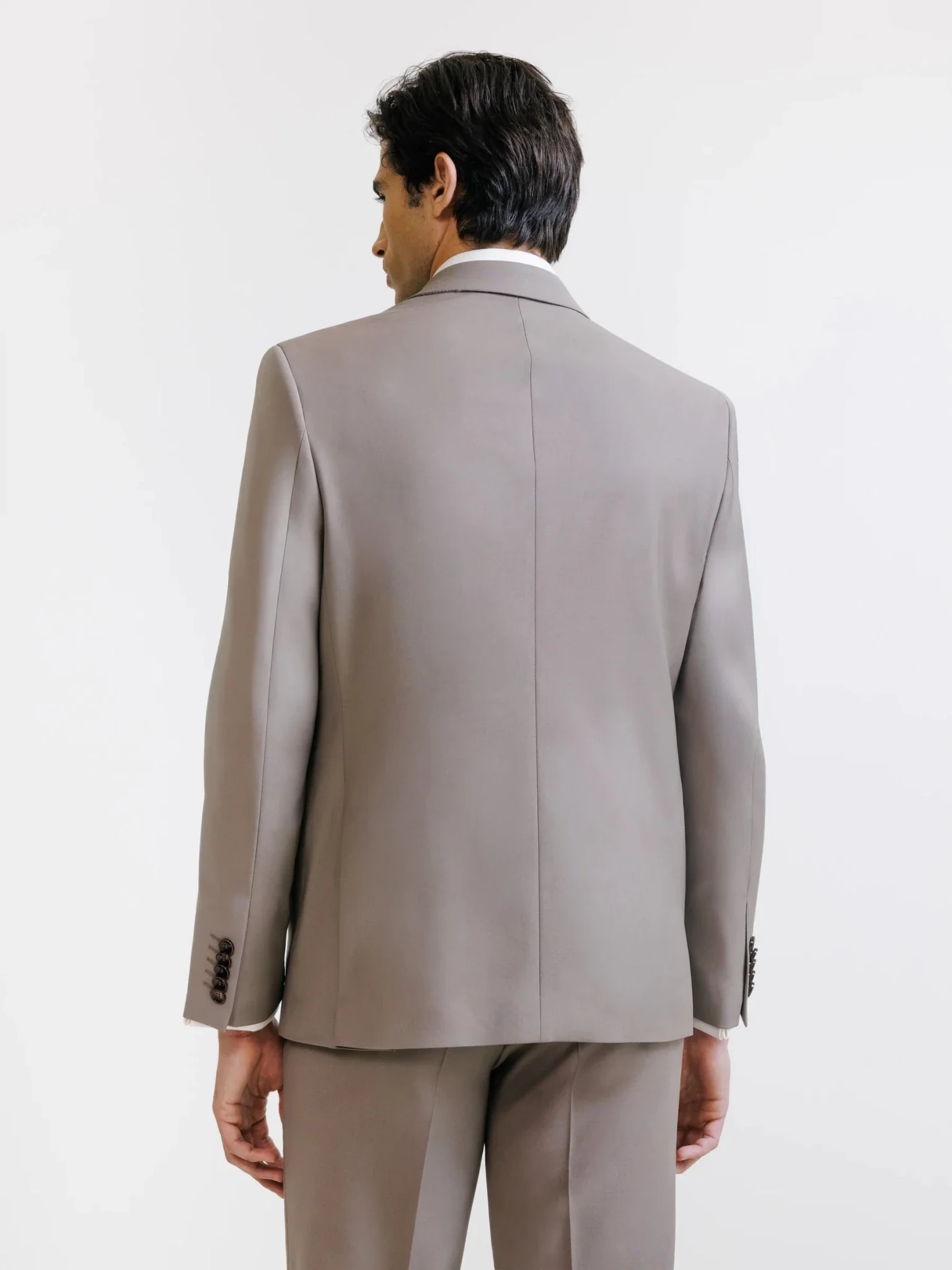 Costume 2 boutons laine majoritaire taupe - Image 5