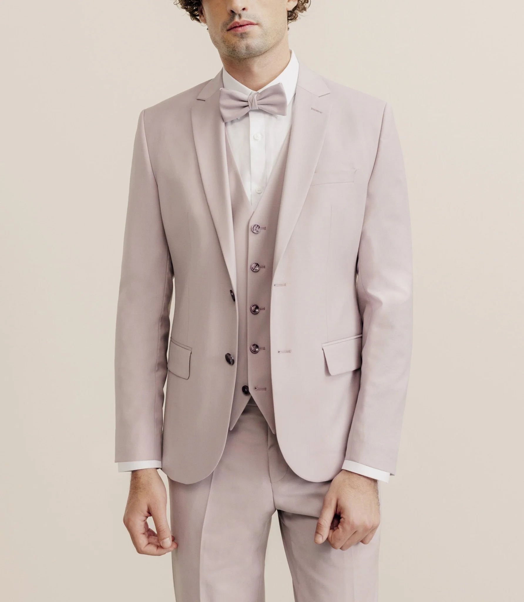 Costume 2 boutons laine majoritaire rose