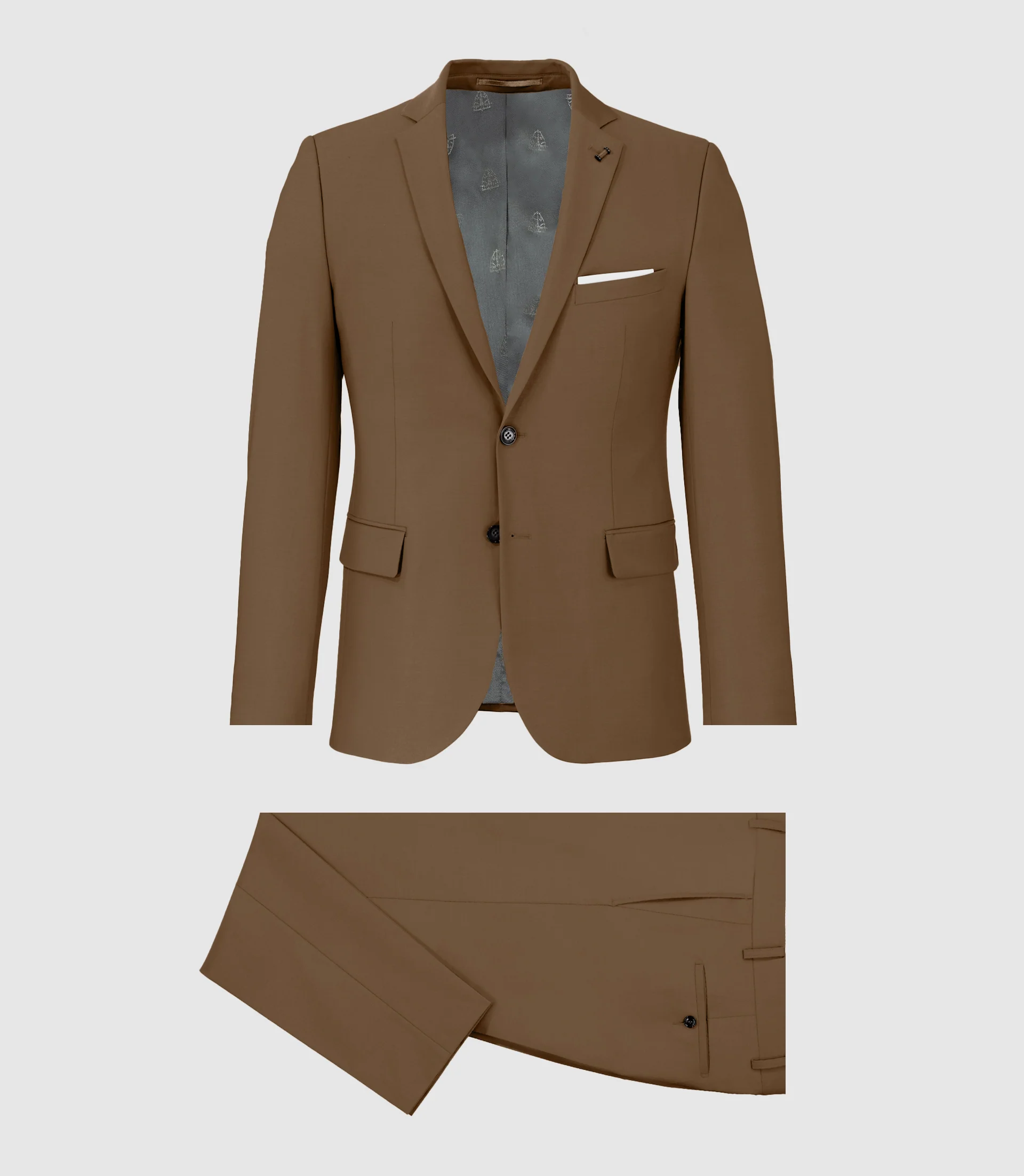 Costume 2 boutons en laine tabac LIMONE