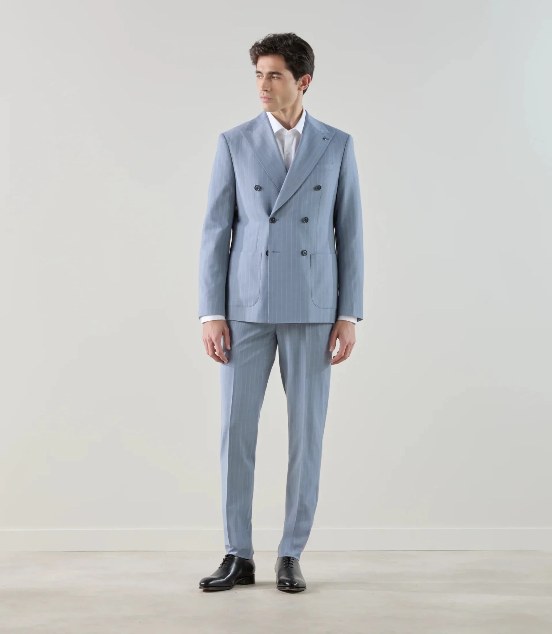 Costume croisé en laine mélangée bleu ciel - Image 3