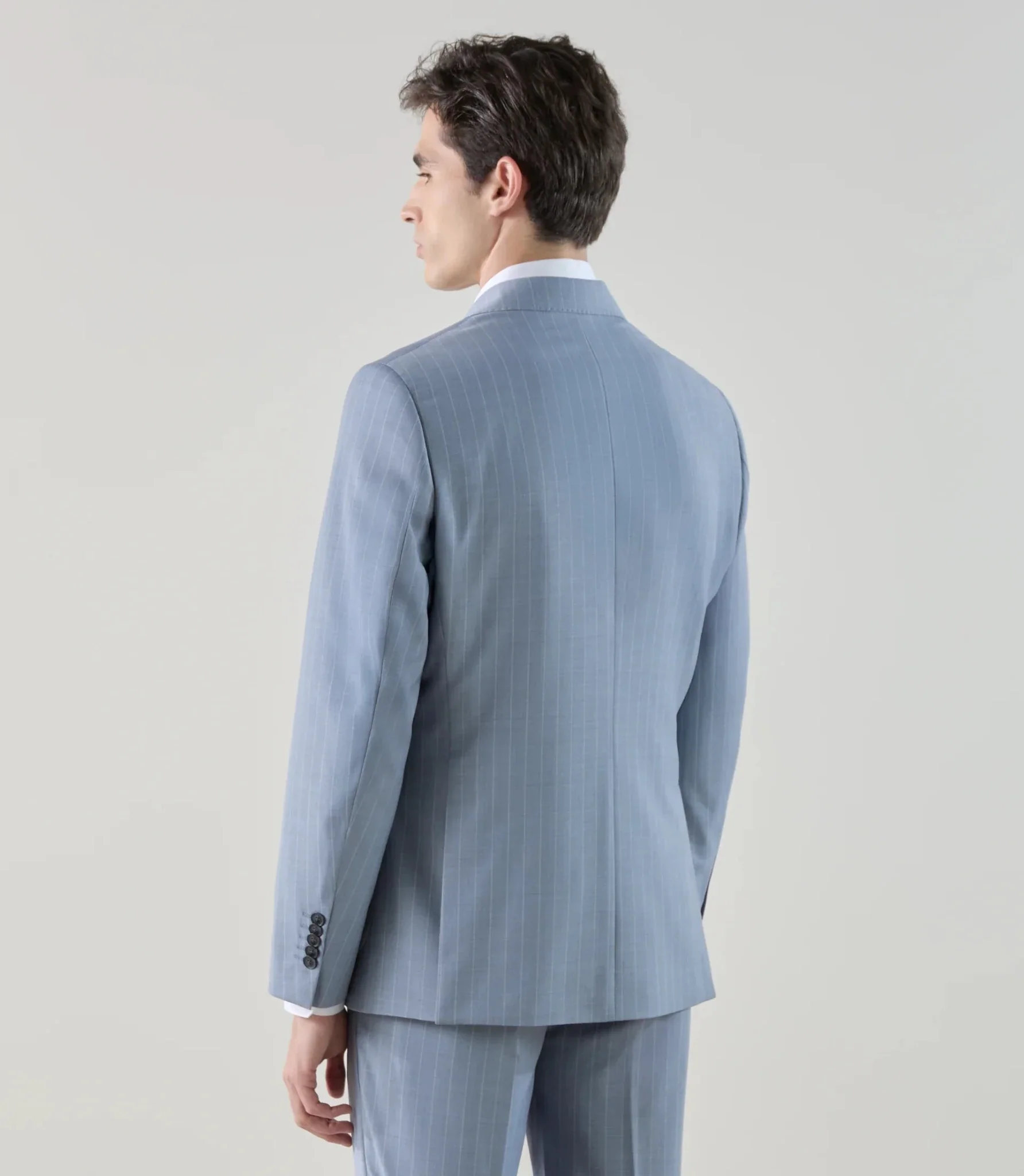 Costume croisé en laine mélangée bleu ciel - Image 4