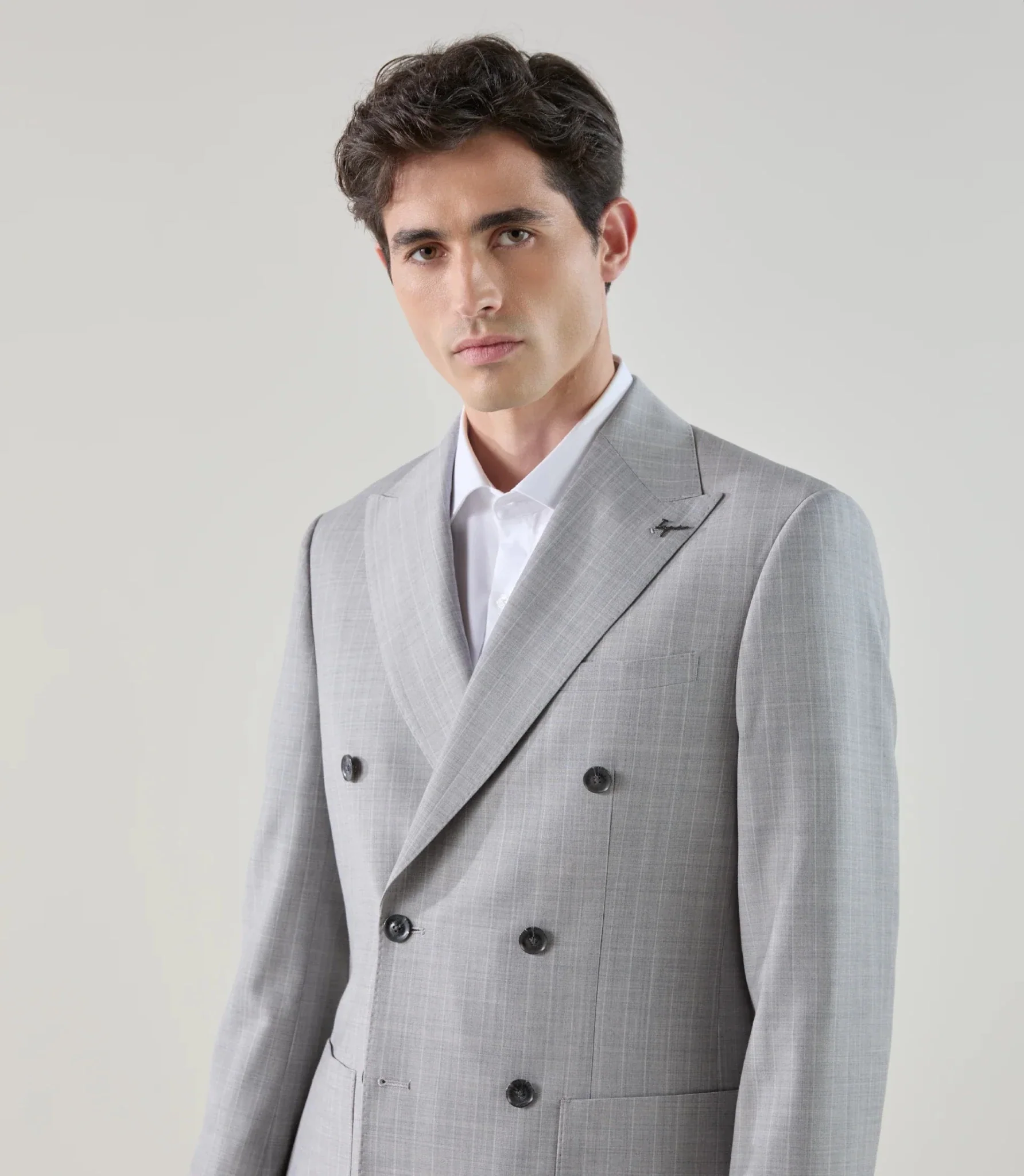 Costume croisé en laine mélangée gris - Image 2