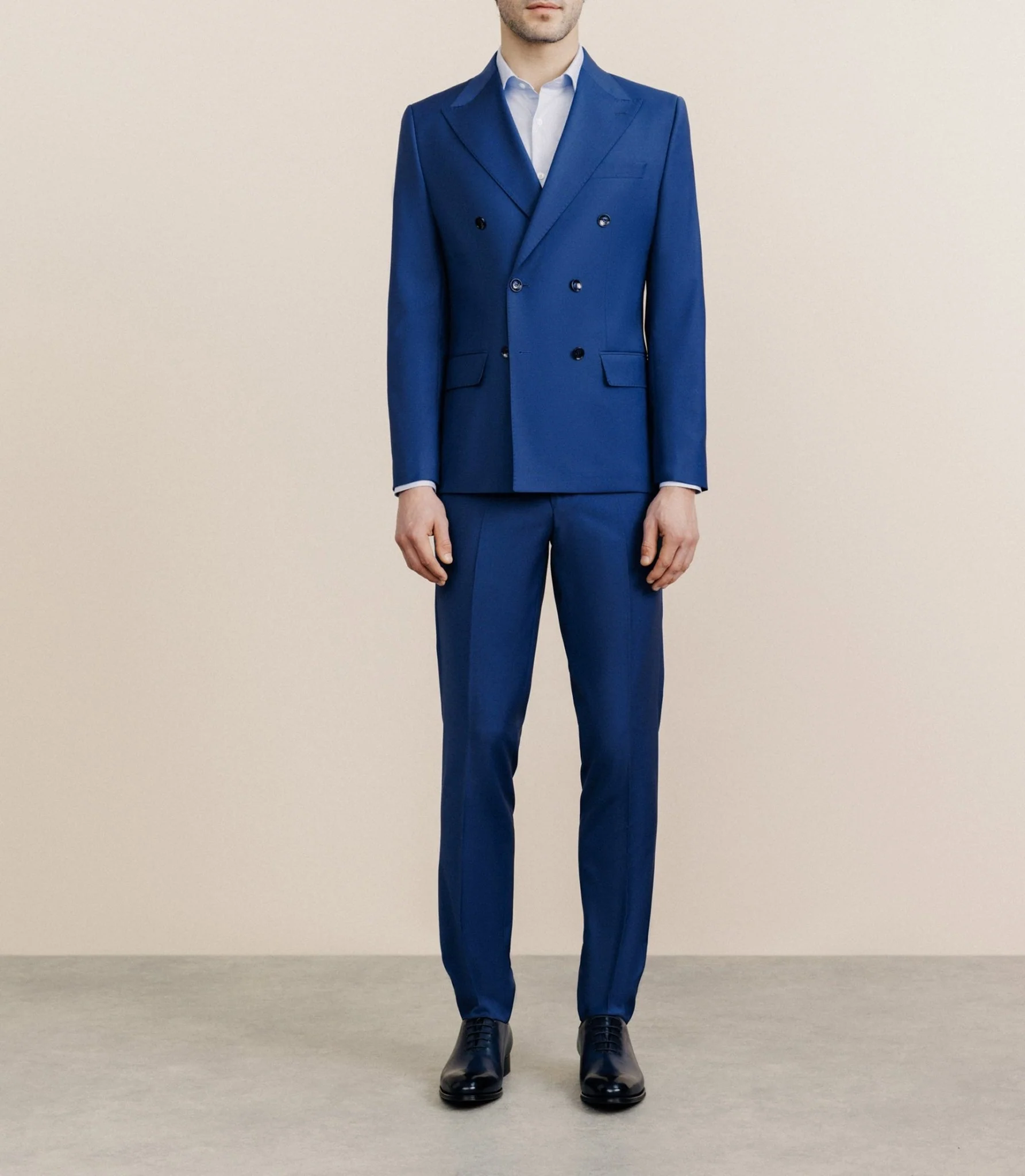 Costume croisé en laine mélangée bleu - Image 3