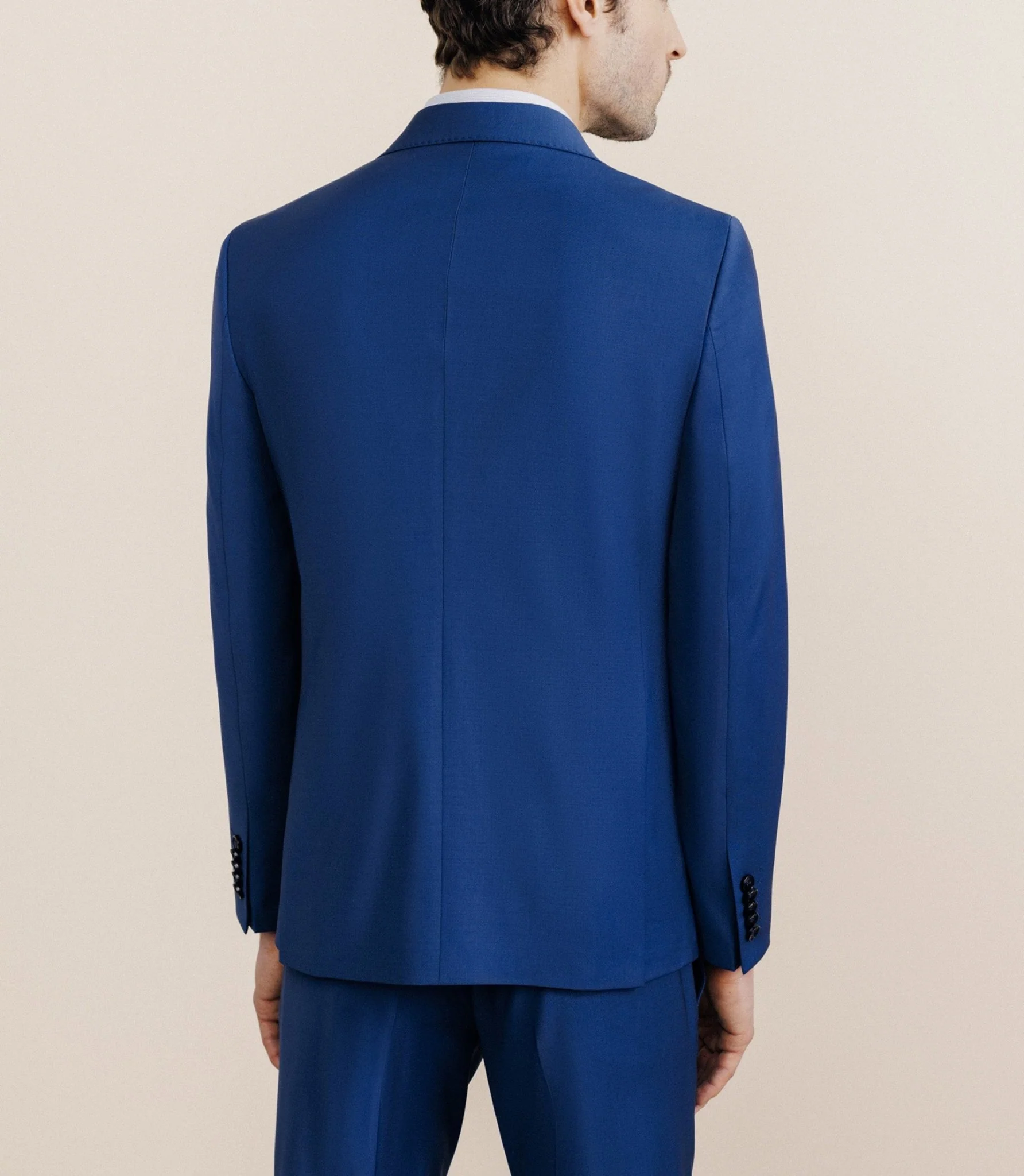 Costume croisé en laine mélangée bleu - Image 4