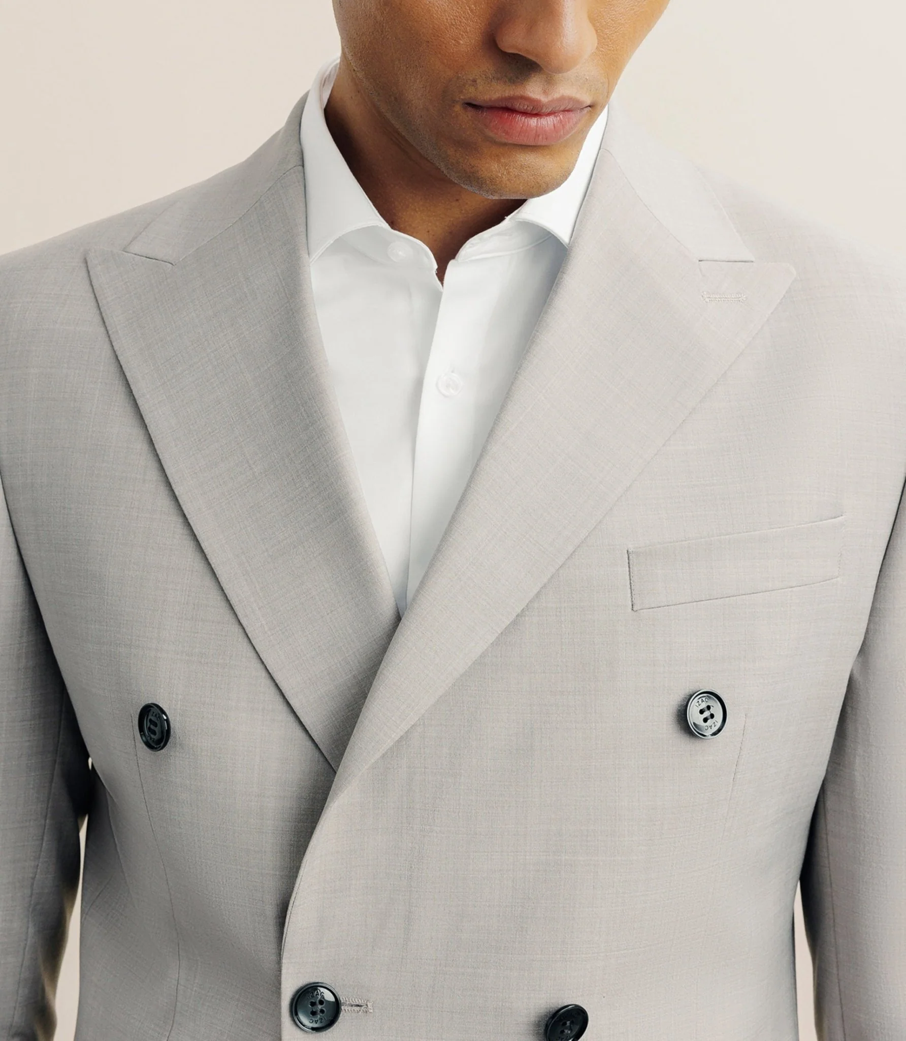 Costume croisé en laine mélangée beige - Image 2