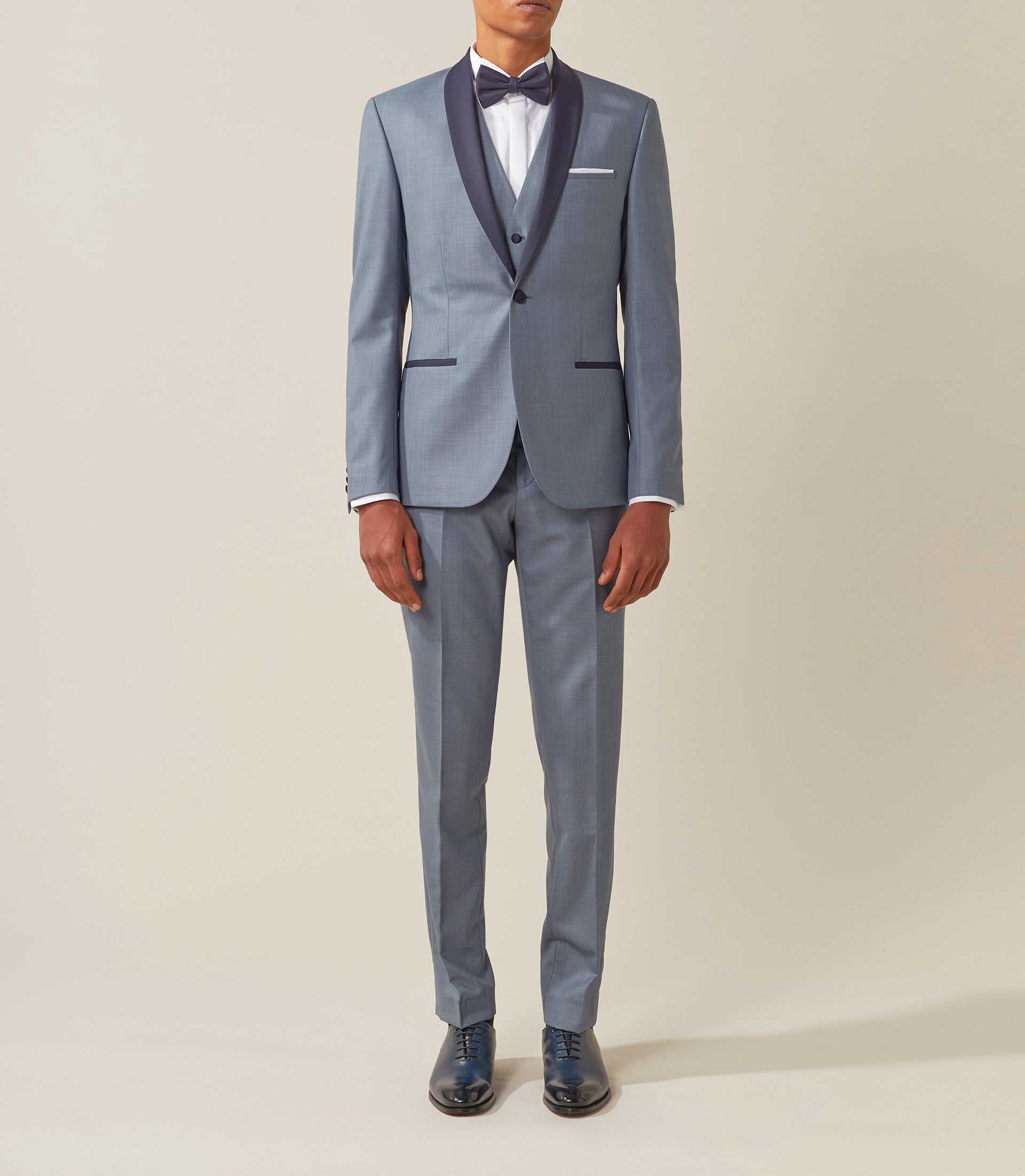 Costume de cérémonie laine gris col châle "Feri" - Image 5