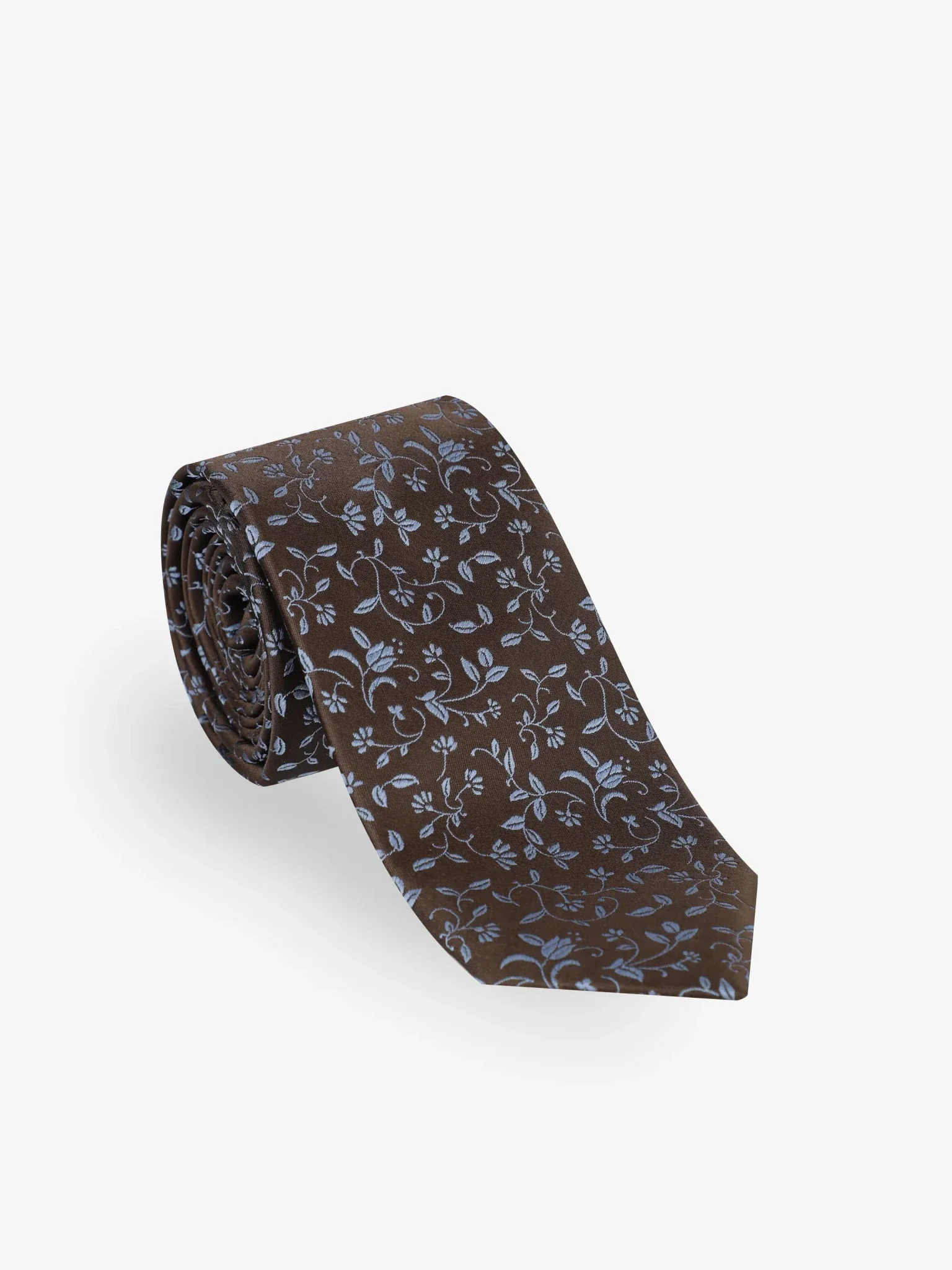 Cravate fleurie marron - Image 2