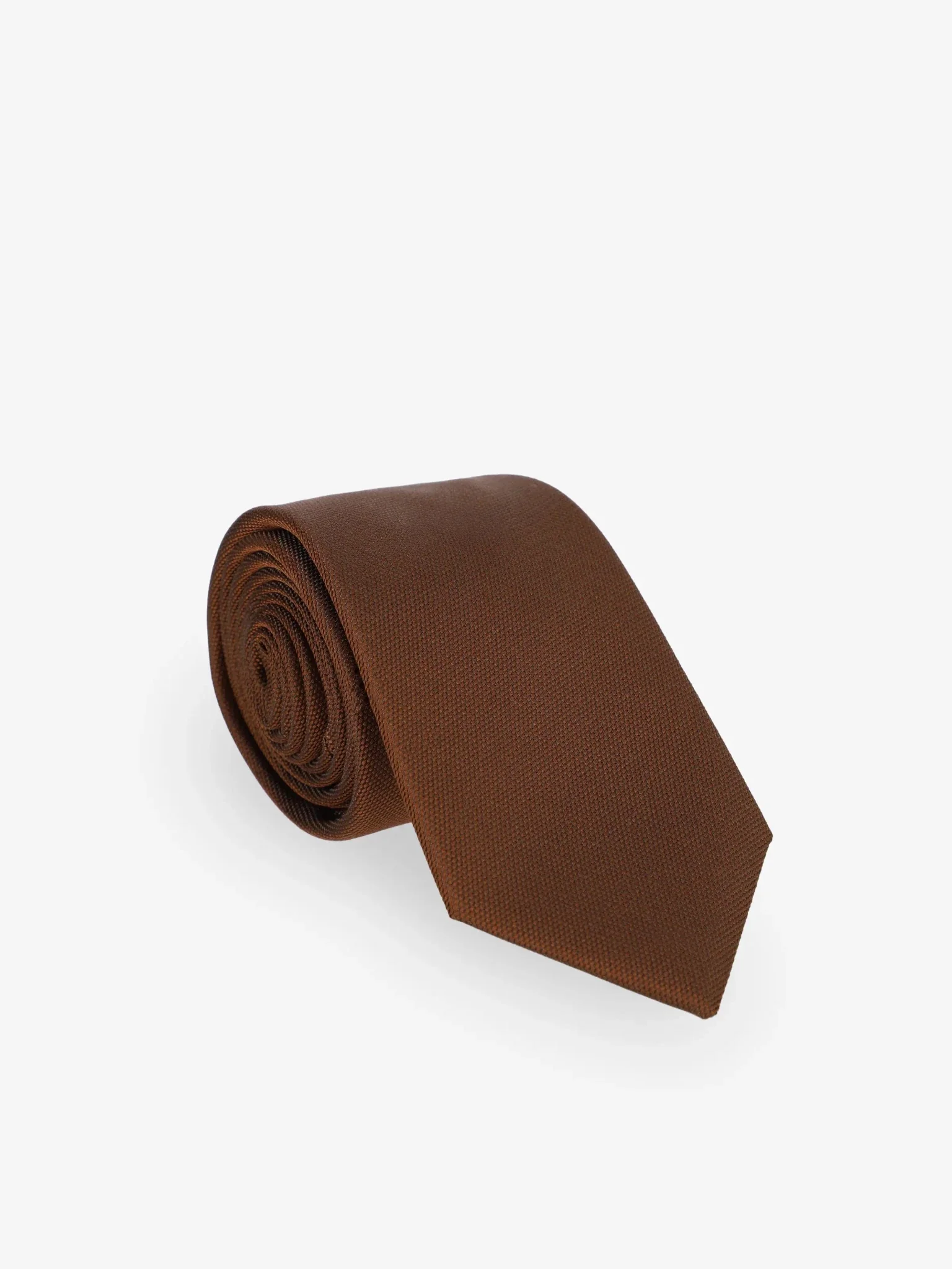 Cravate unie marron - Image 2