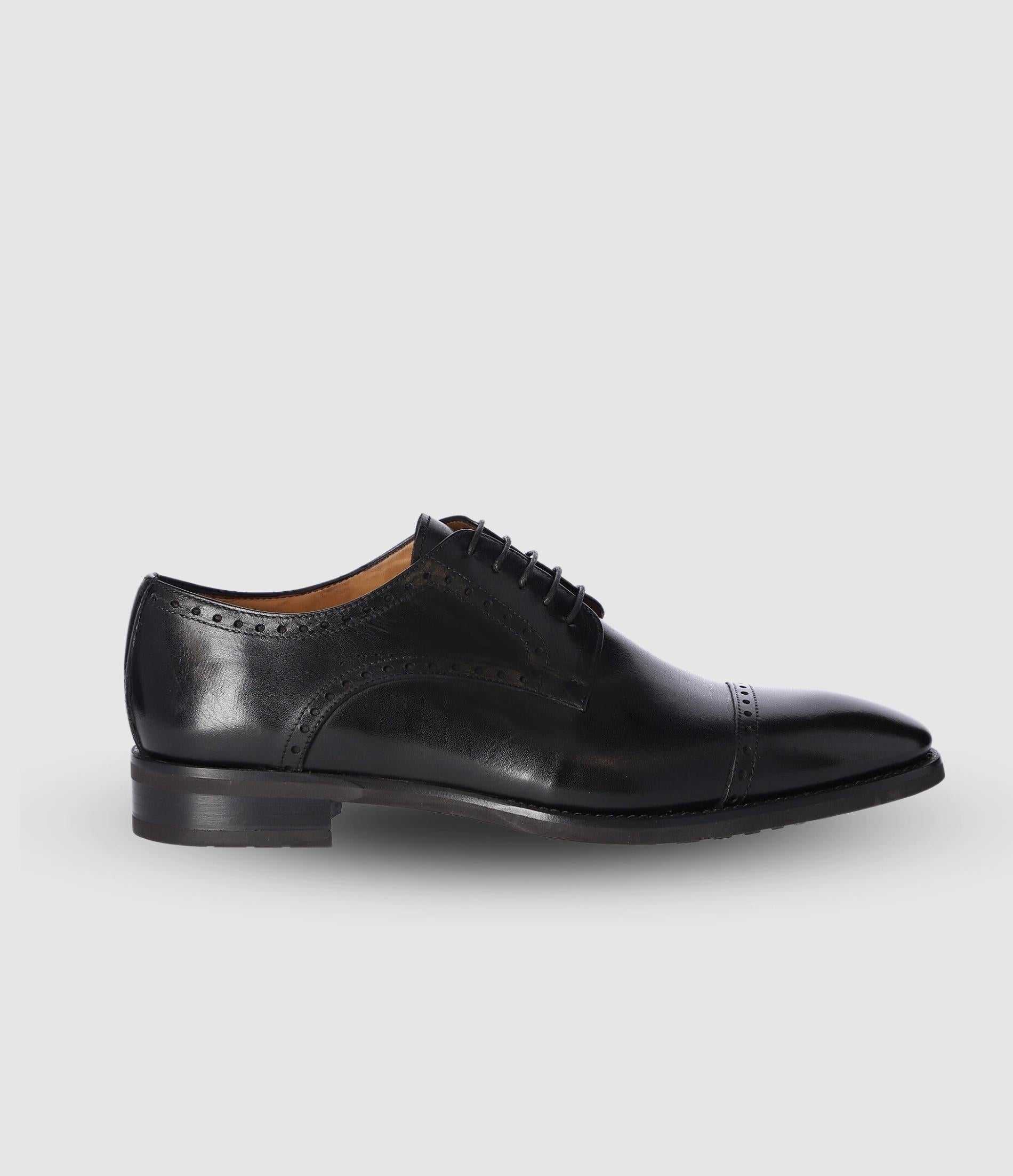Derby couture en cuir noir OCTAVE - Image 2