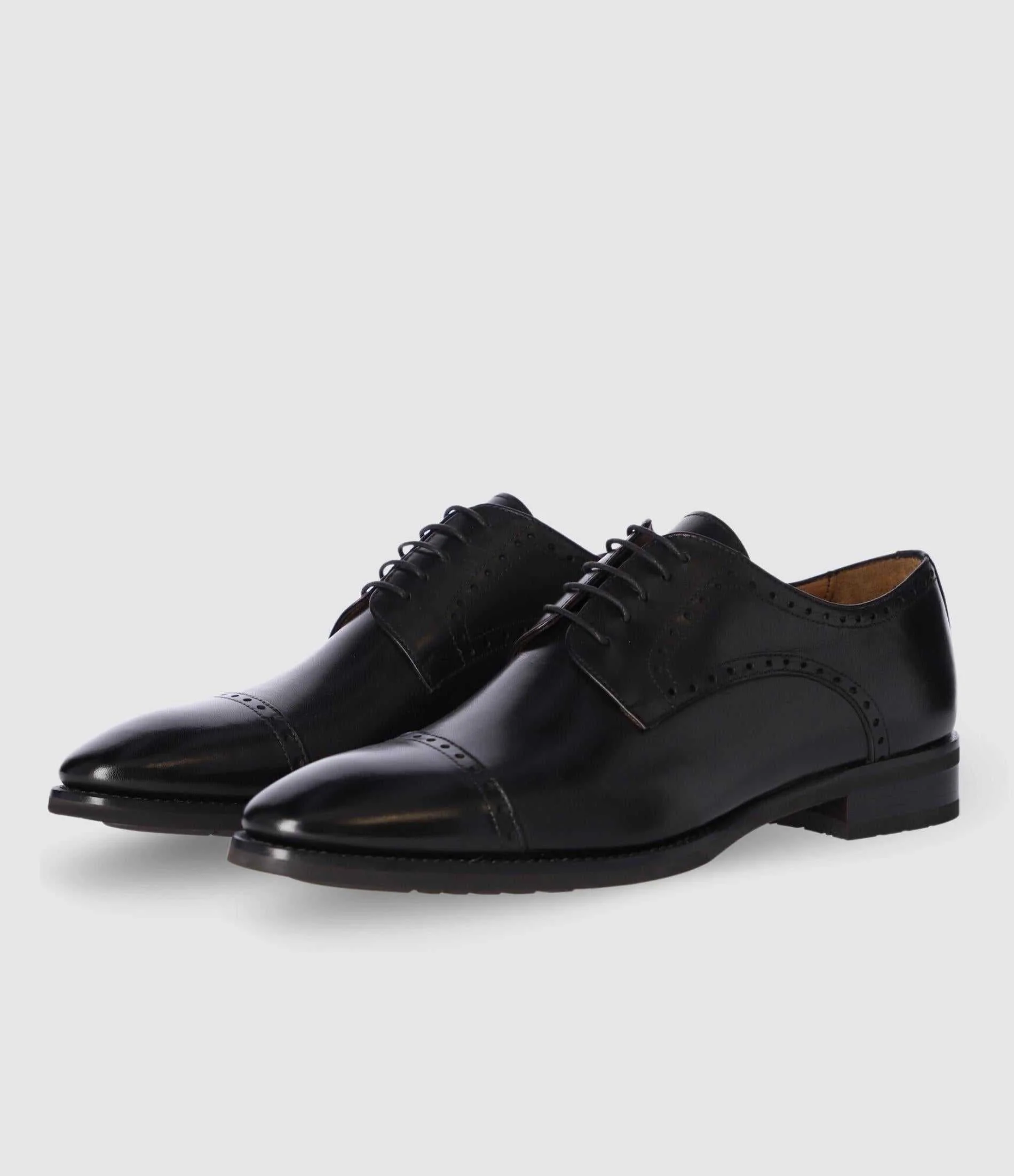 Derby couture en cuir noir OCTAVE - Image 3