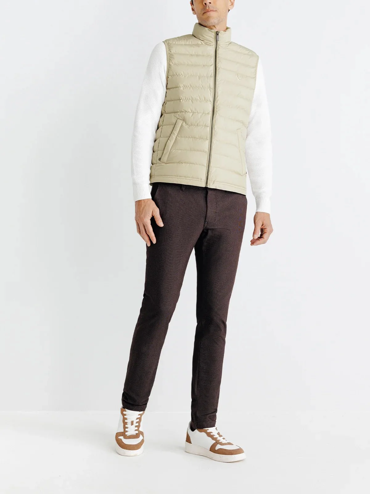Doudoune sans manche beige