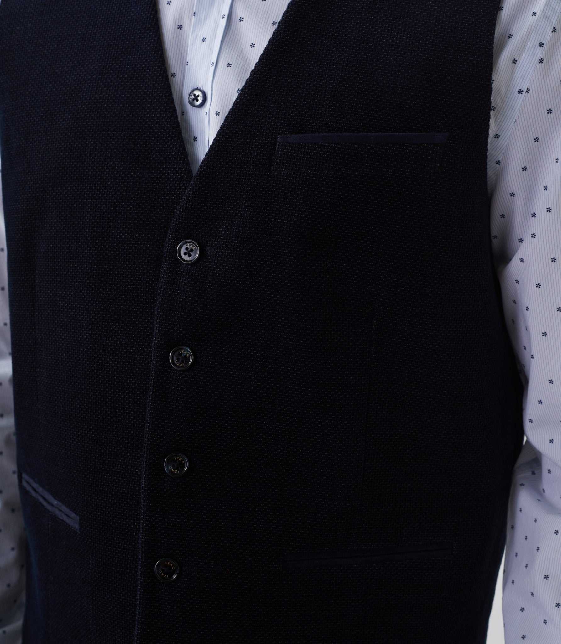Gilet ville velours fantaisie bleu marine "Orecord" - Image 3