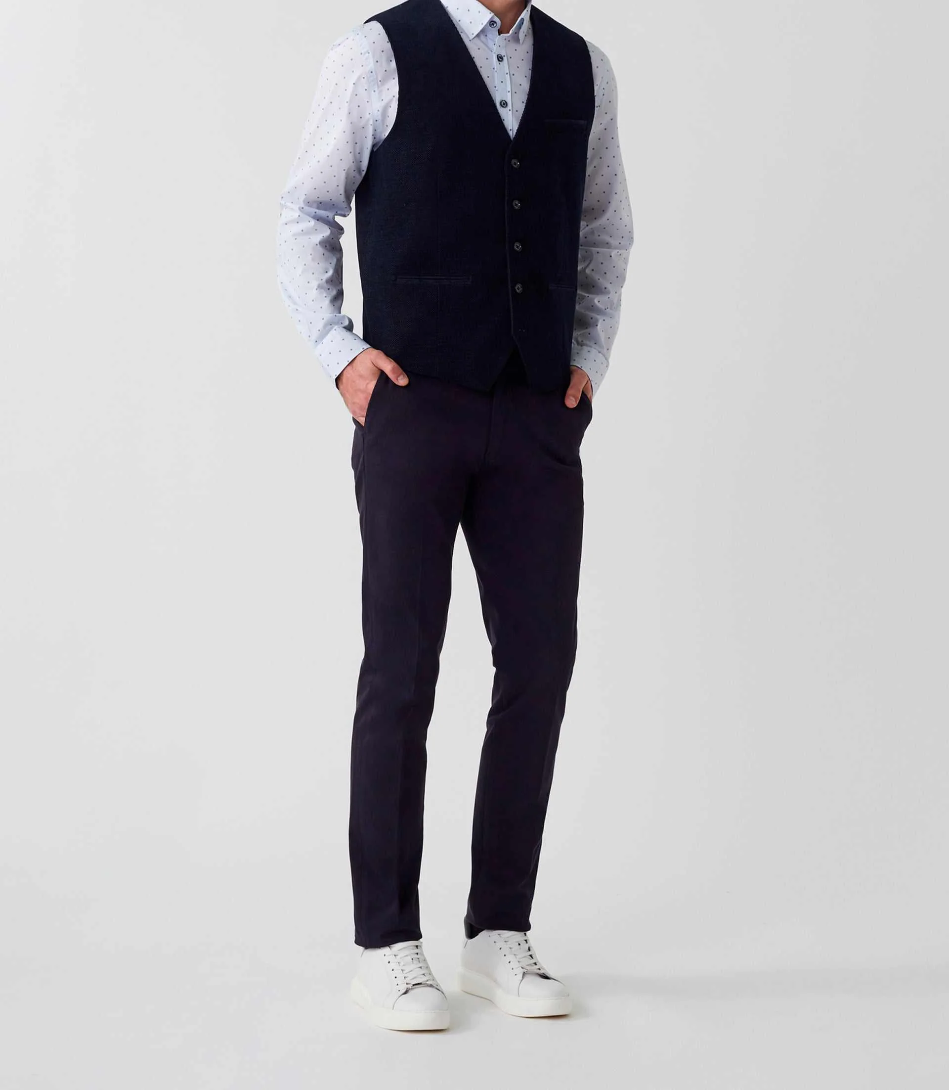 Gilet ville velours fantaisie bleu marine "Orecord" - Image 5