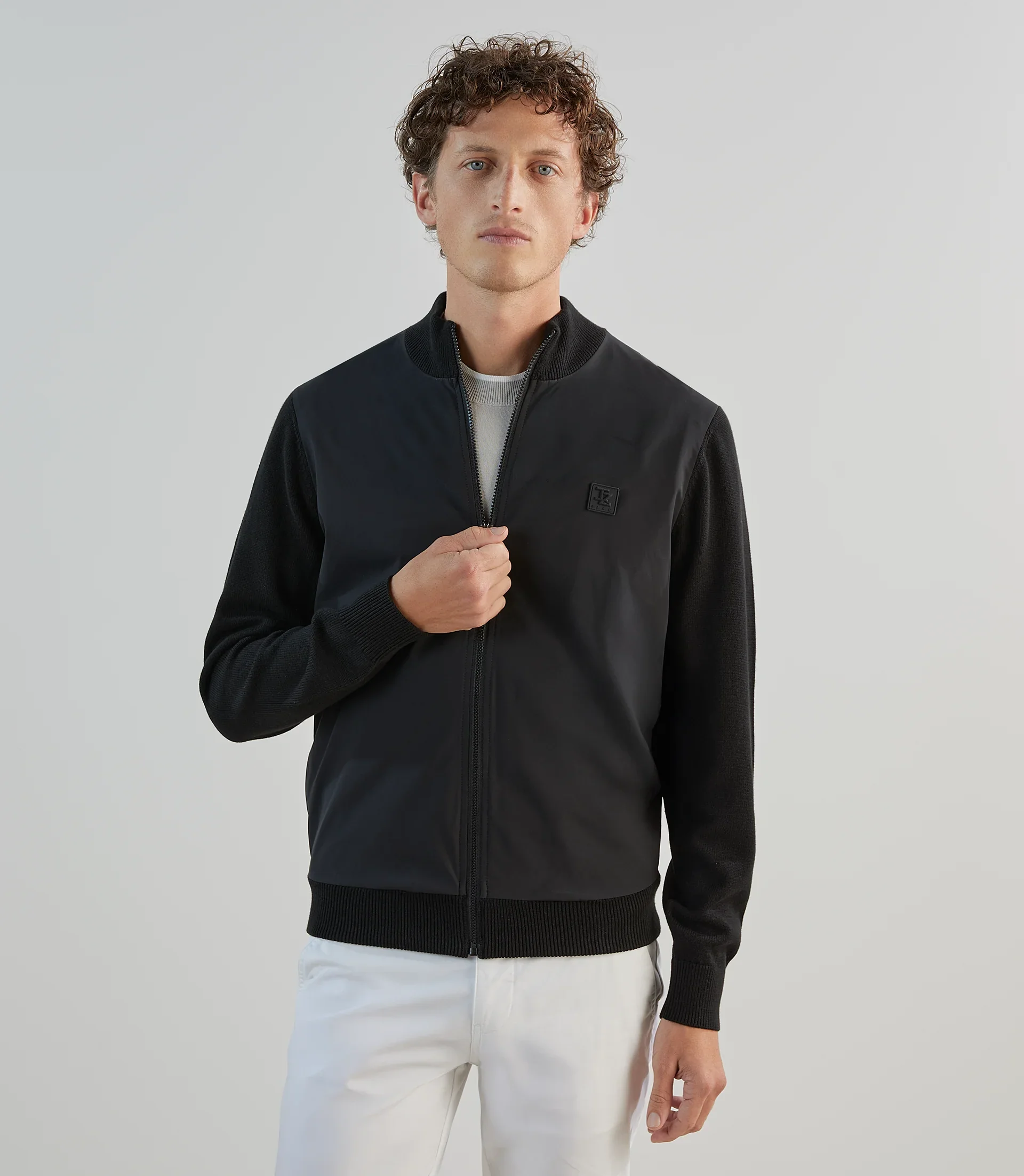 Gilet col montant bi-matière noir - Image 2