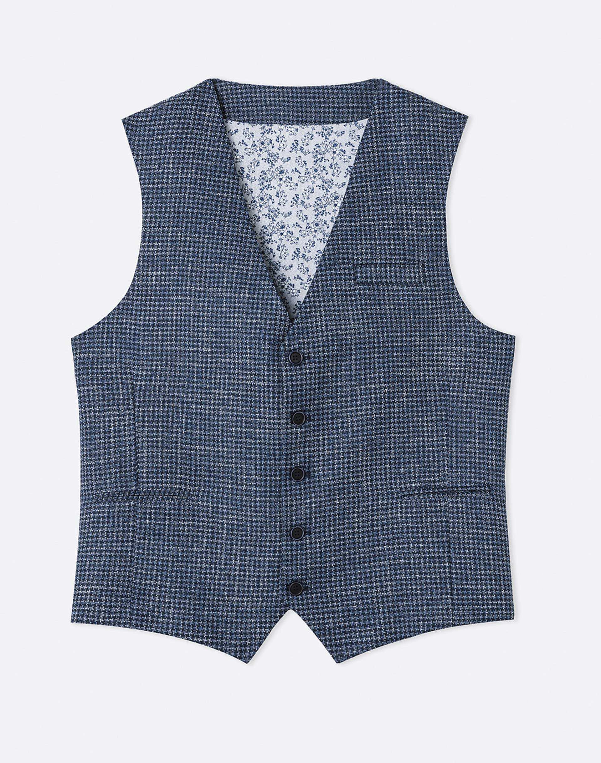 Gilet motif pied de poule bleu - Image 3