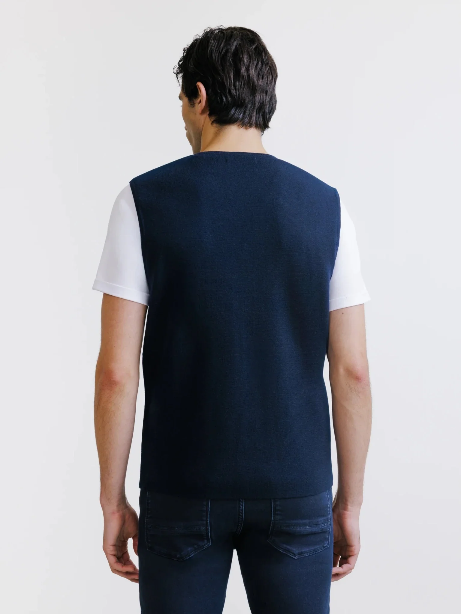 Gilet sans manche en maille marine - Image 4