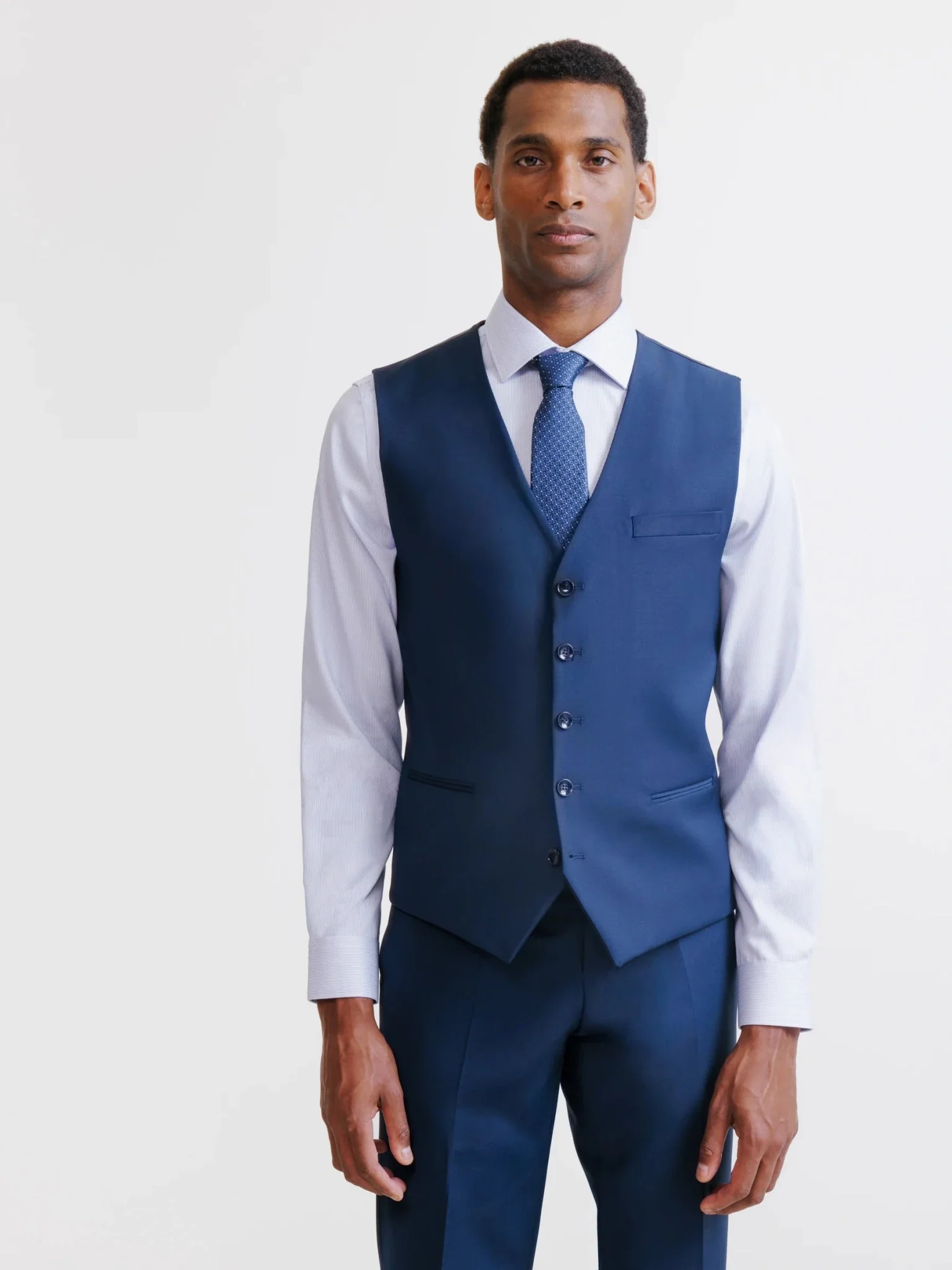 Gilet ville avec laine majoritaire bleu