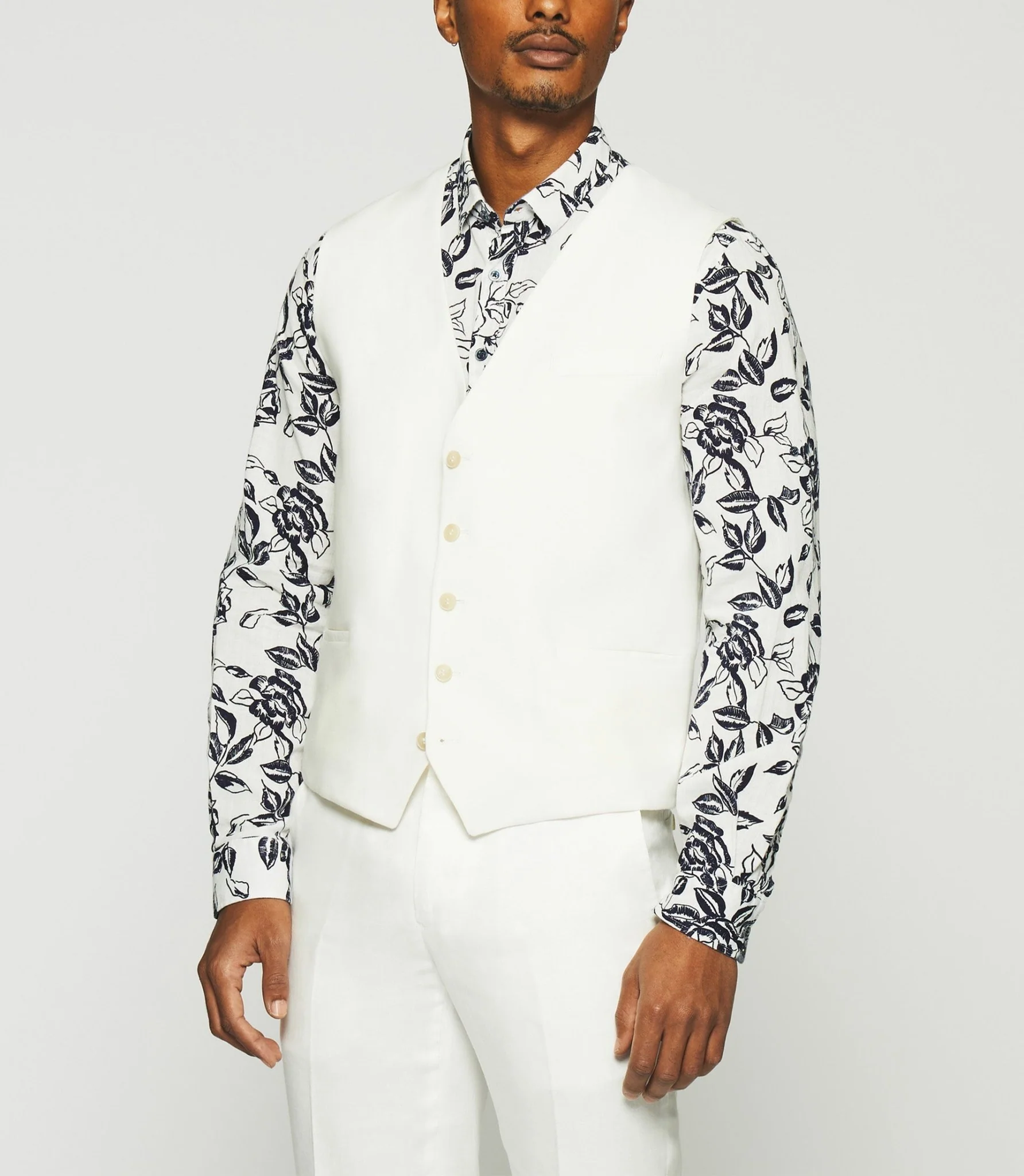 Gilet de costume en lin blanc - Image 2
