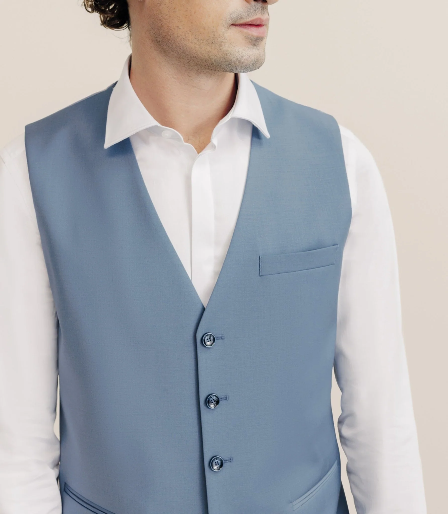 Gilet ville en laine majoritaire bleu ciel - Image 2