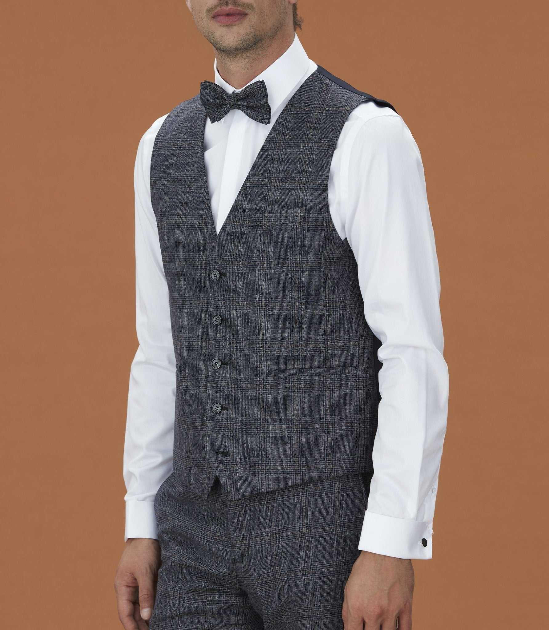 Gilet Prince de Galles bleu "Quégérie" - Image 3