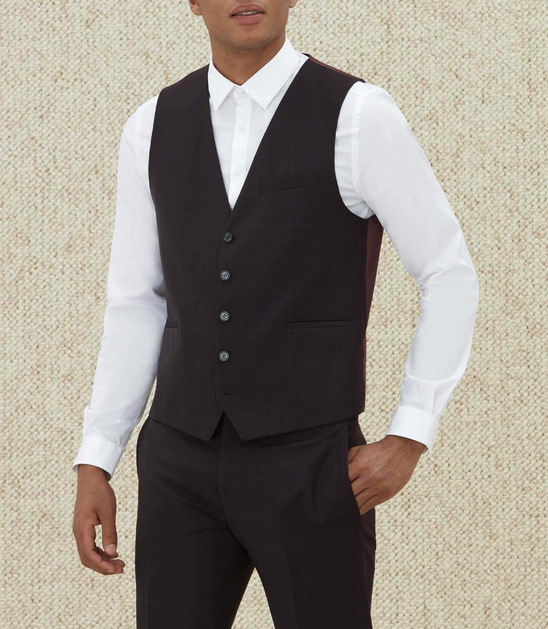 Gilet bordeaux à motif "quartiste"