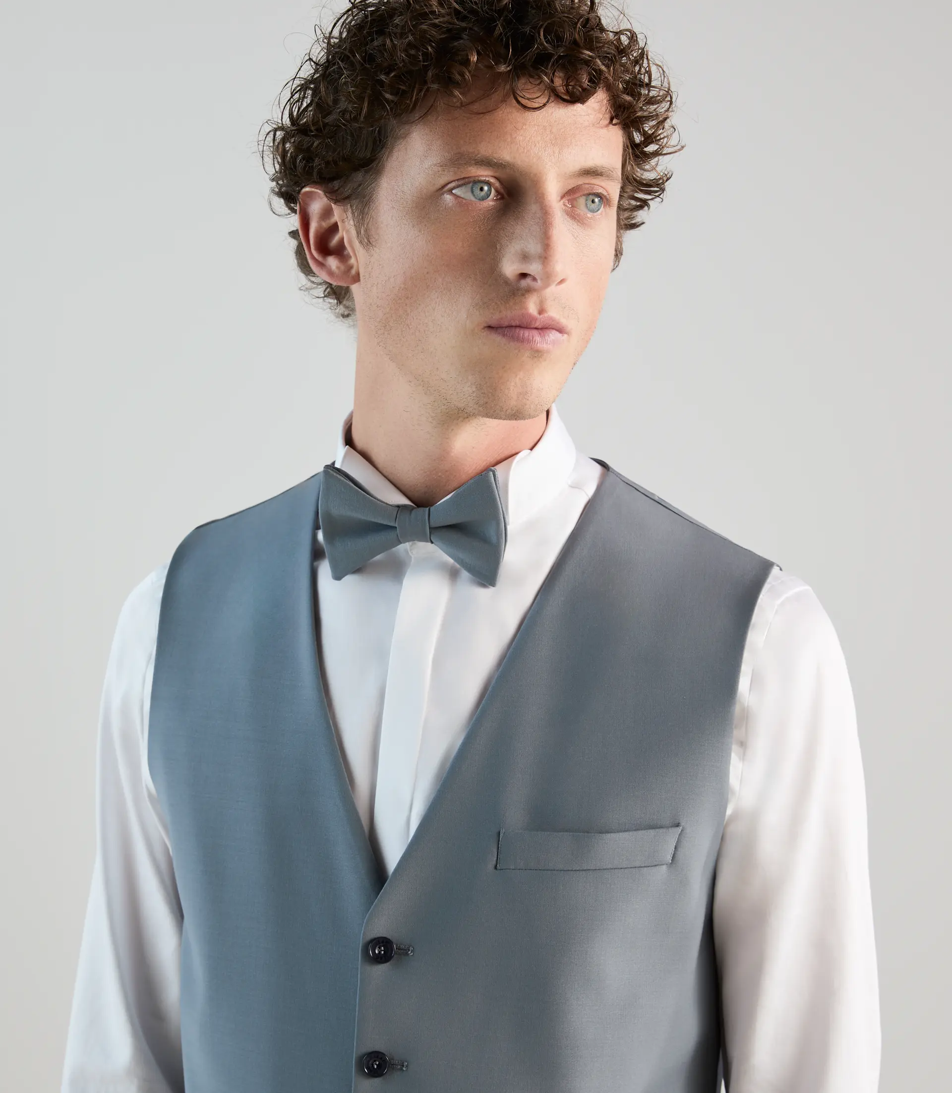 Gilet ville en laine majoritaire bleu gris clair - Image 2