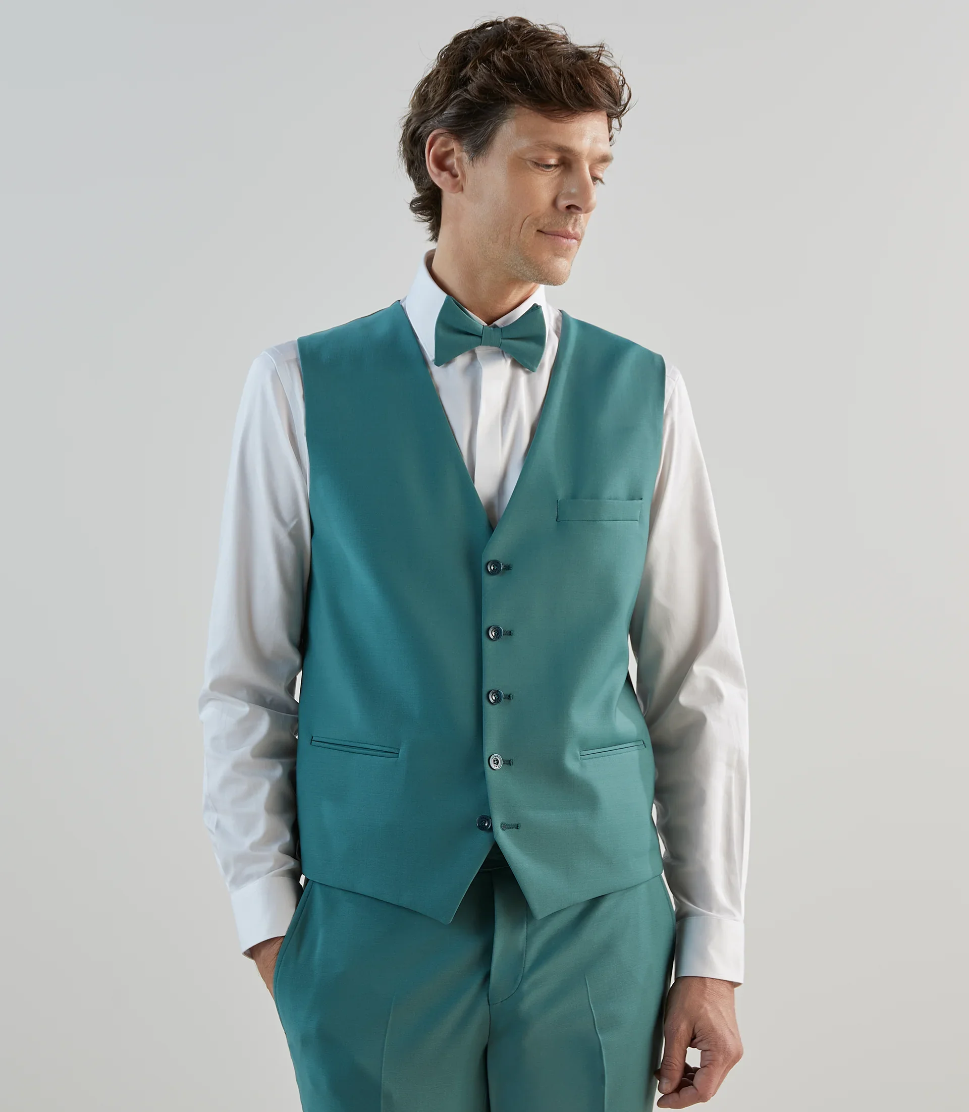 Gilet ville en laine majoritaire vert - Image 2