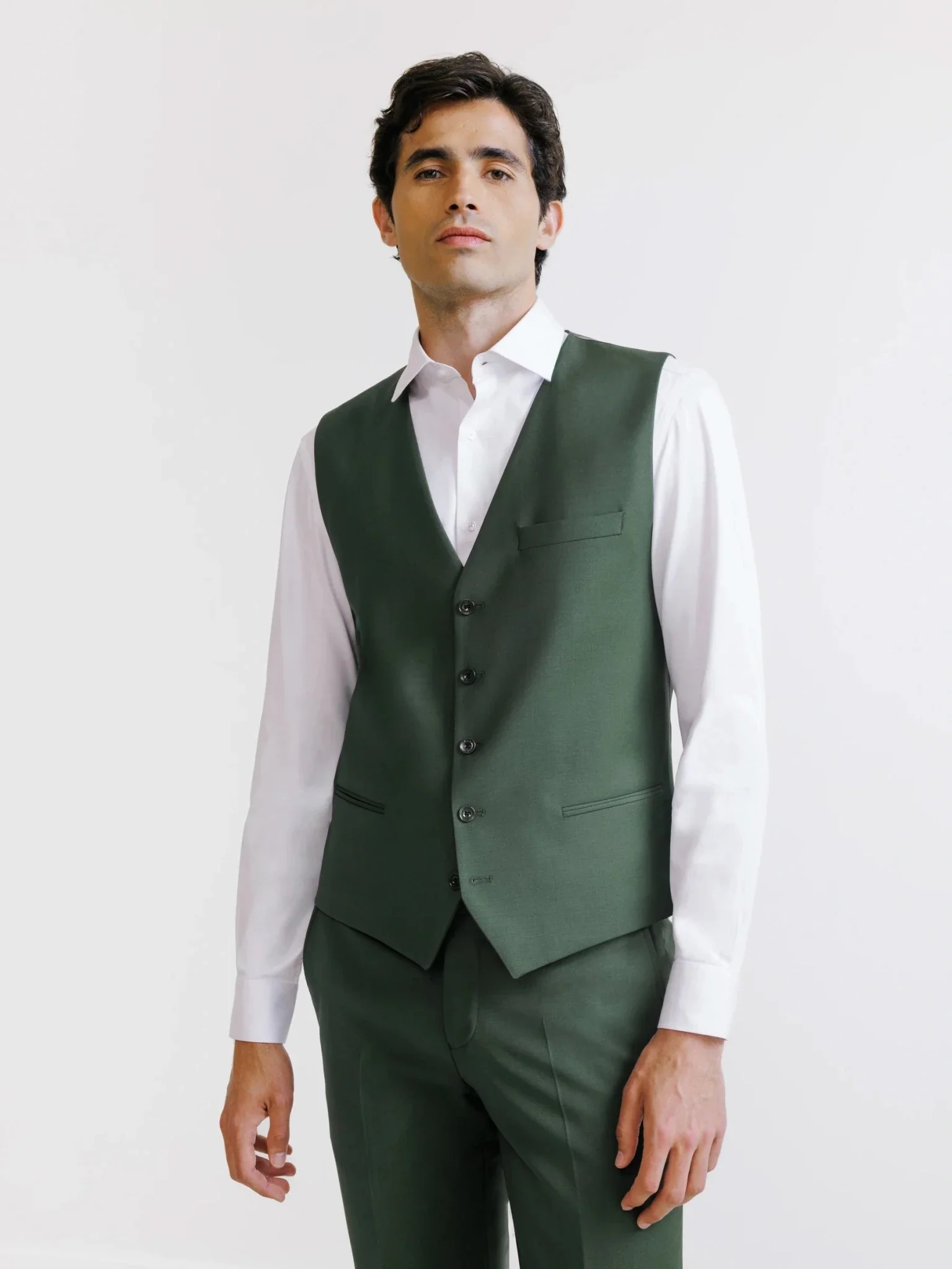 Gilet ville en laine majoritaire vert foncé