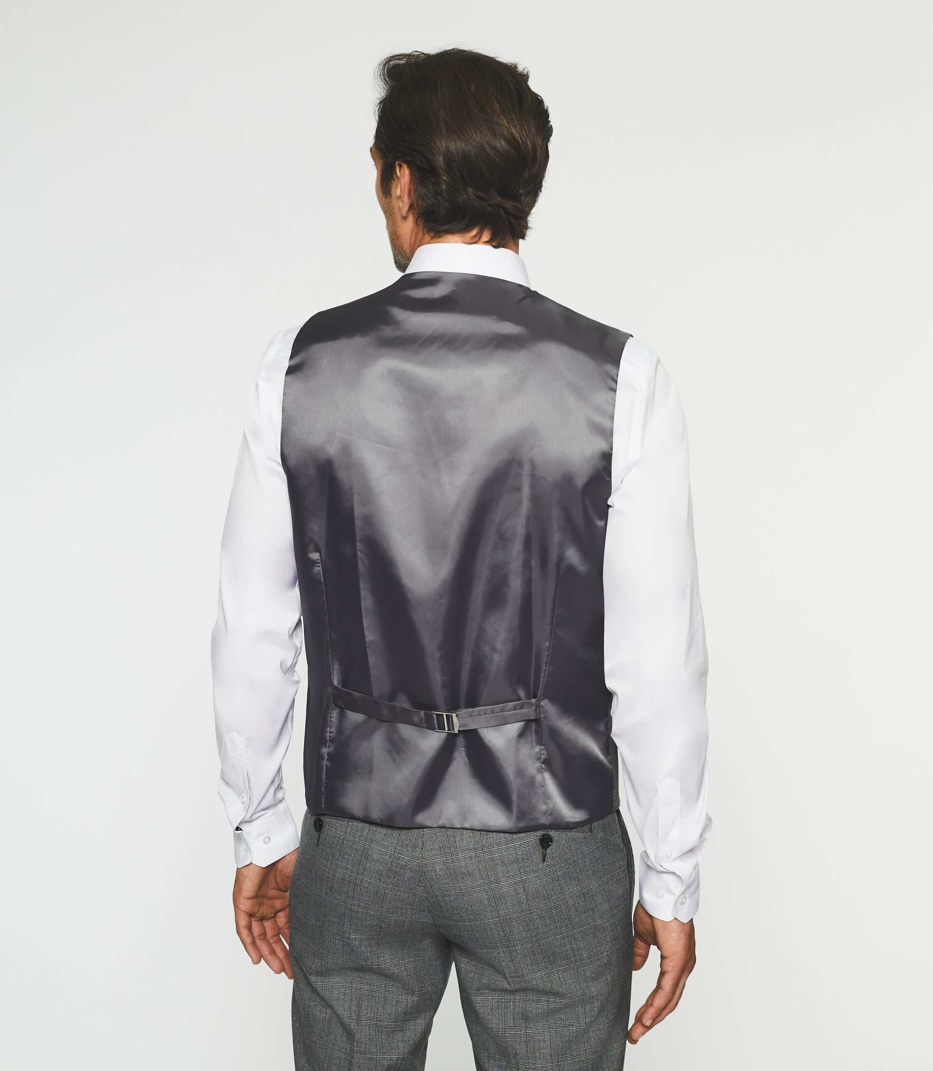Gilet de costume à carreaux gris XSOBRE - Image 4