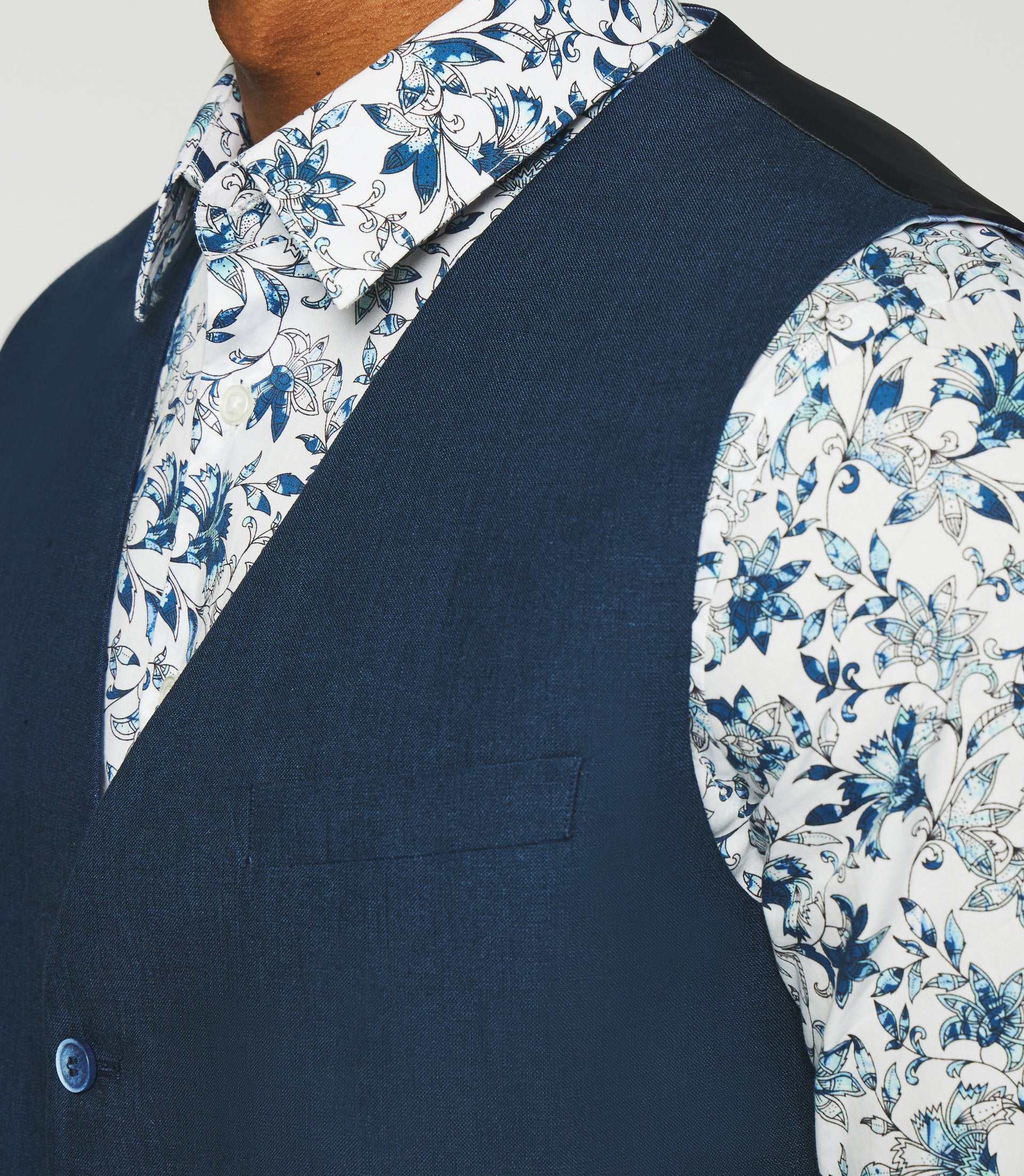 Gilet de costume en lin marine JCELESTE - Image 3