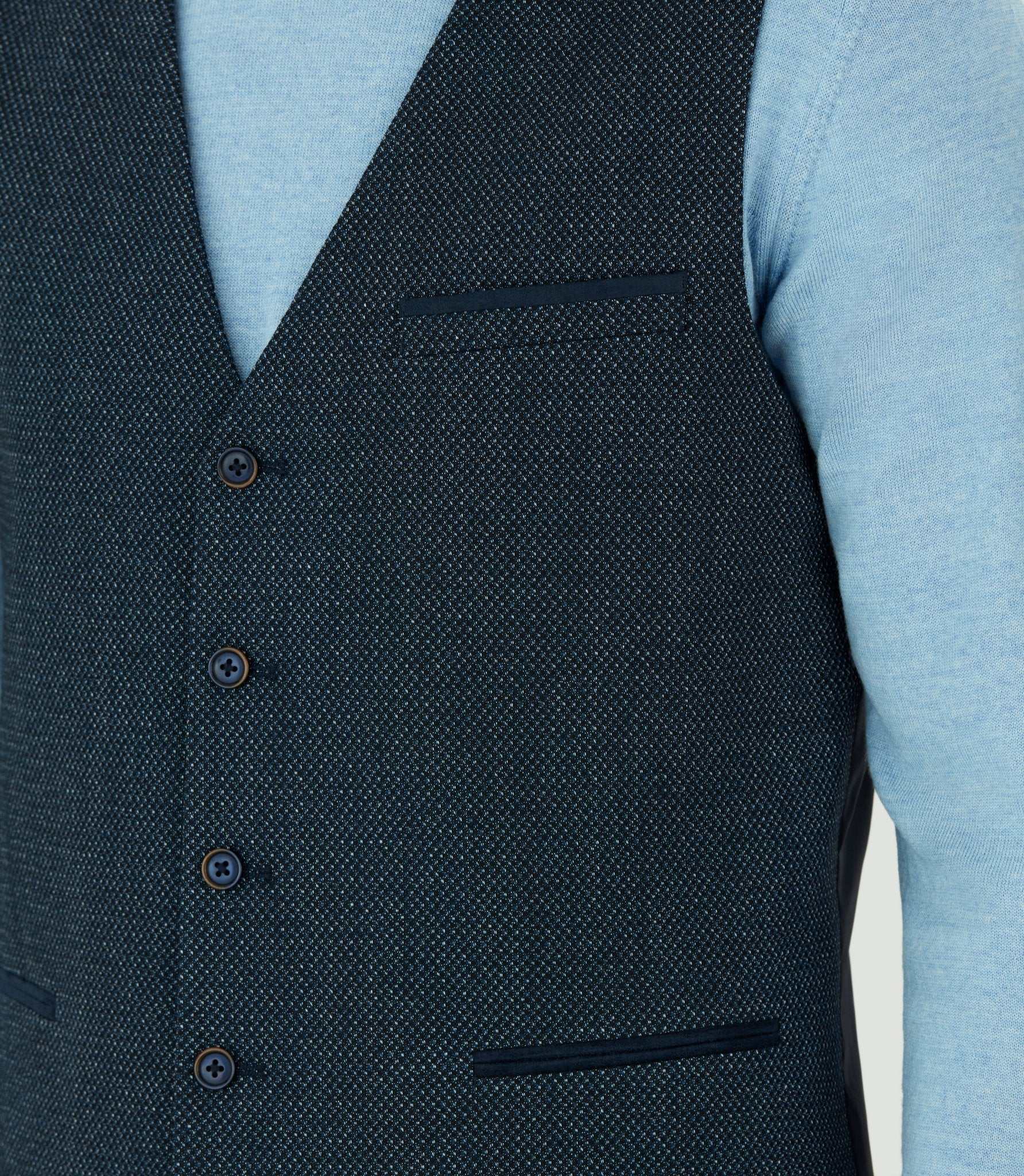 Gilet marine empiècements suède "Quincognito" - Image 3