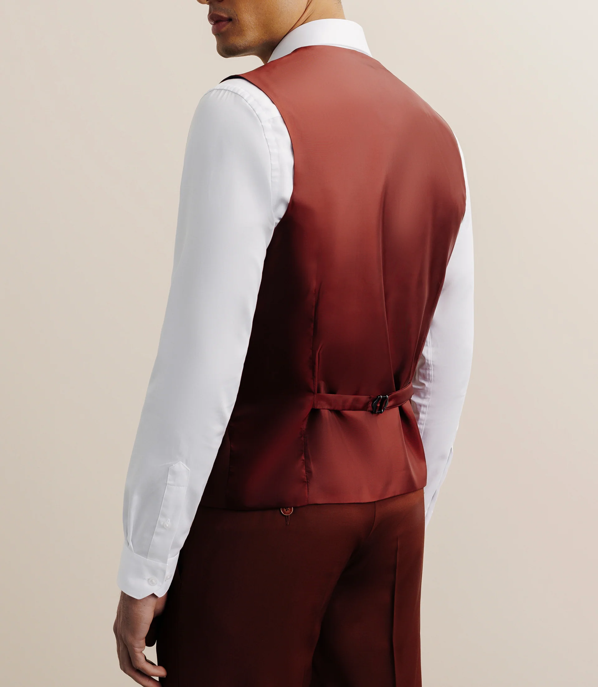 Gilet ville en laine majoritaire terracotta - Image 3