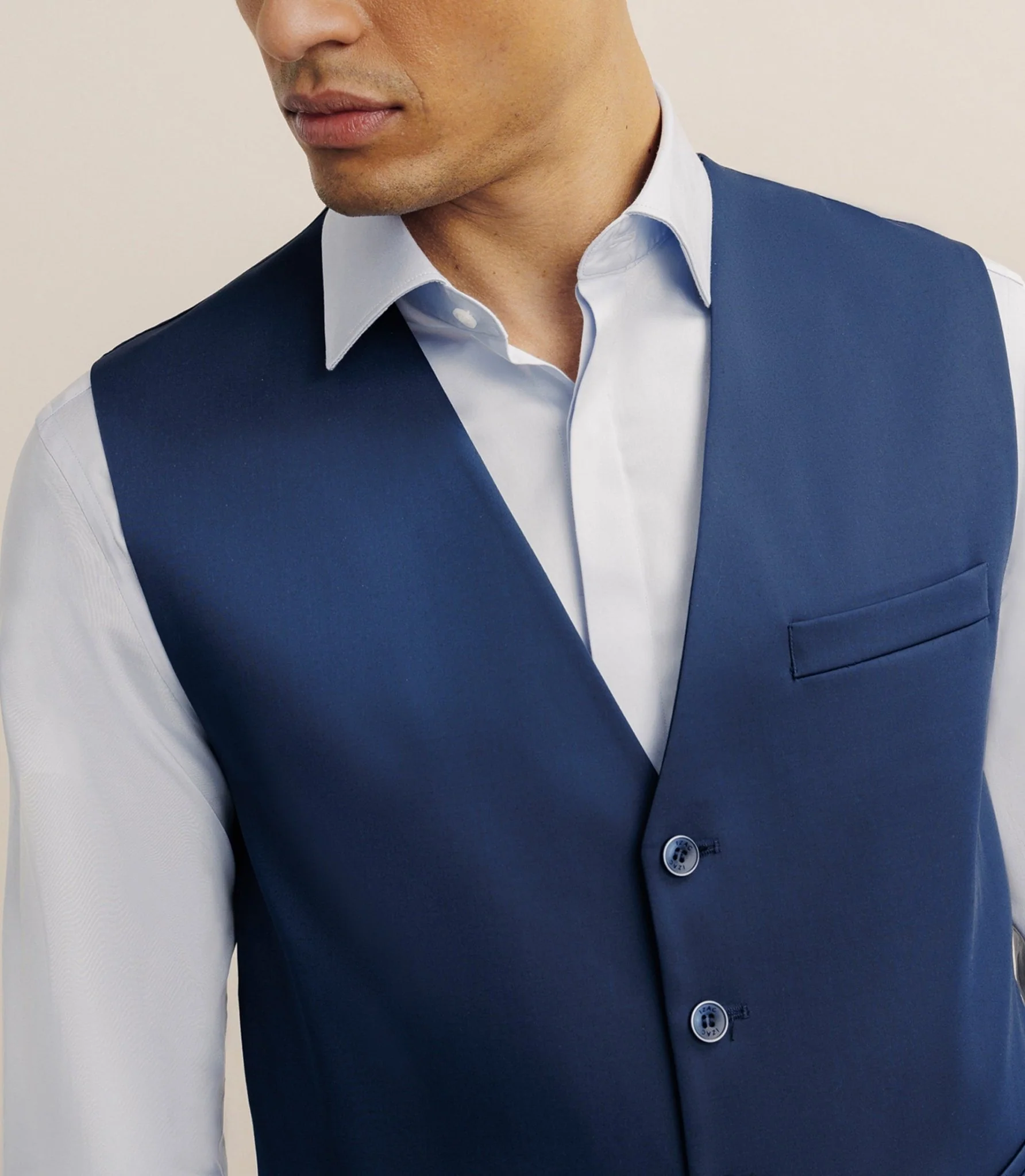 Gilet de costume tissu technique bleu - Image 2