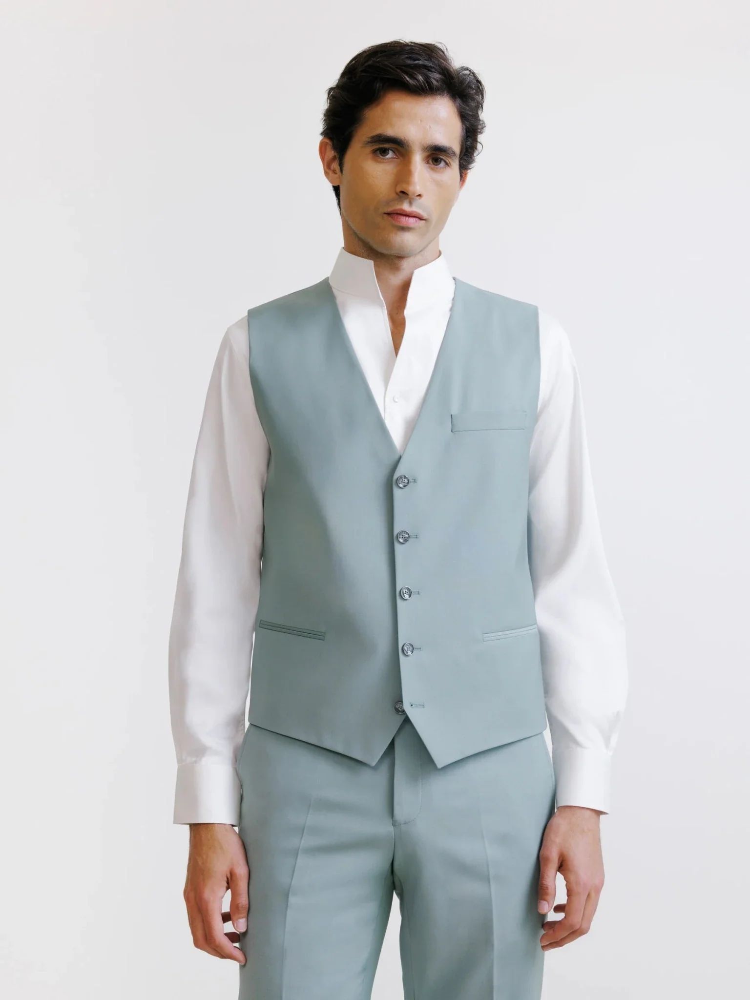 Gilet ville en laine majoritaire vert clair