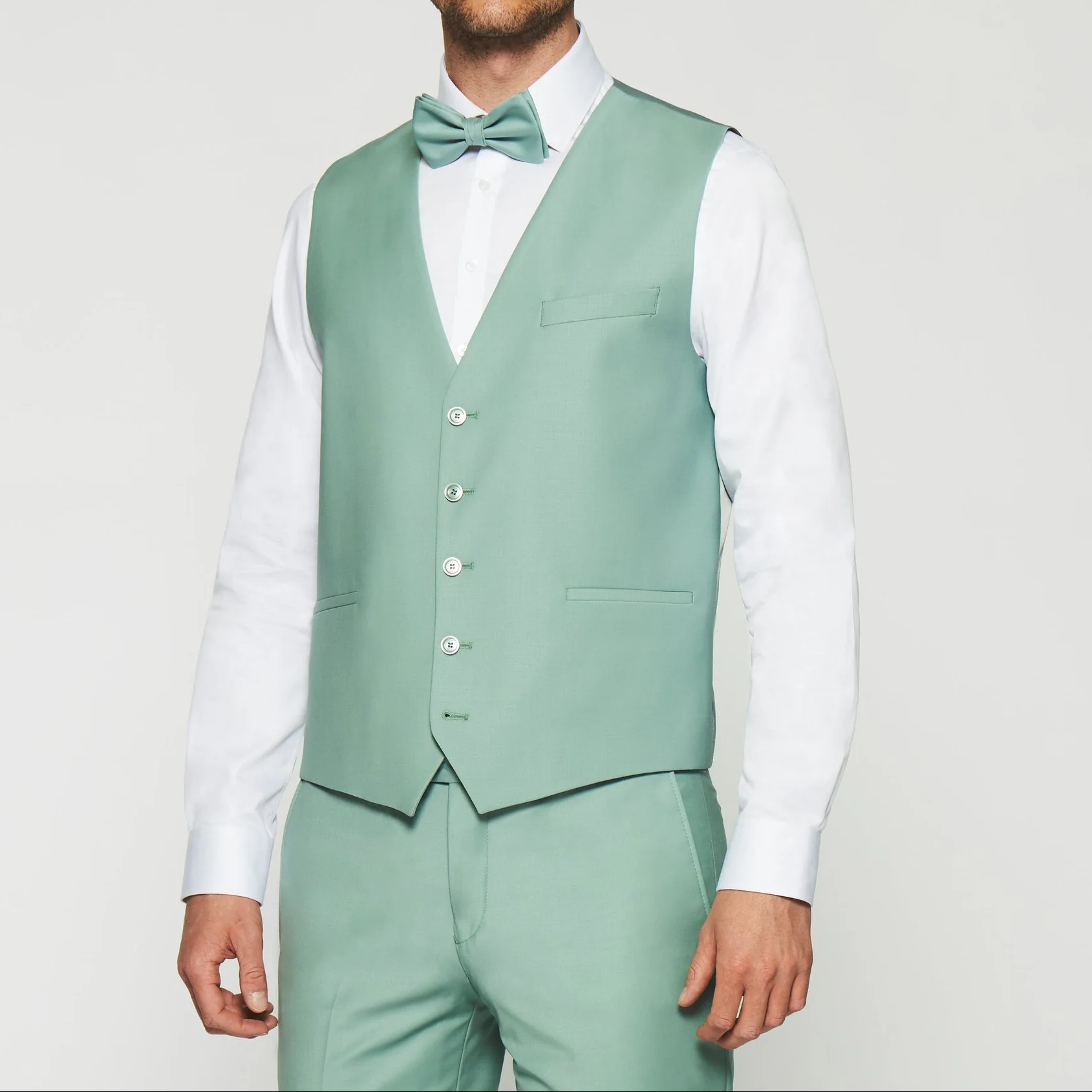 Gilet de costume en laine vert clair JFAVORI