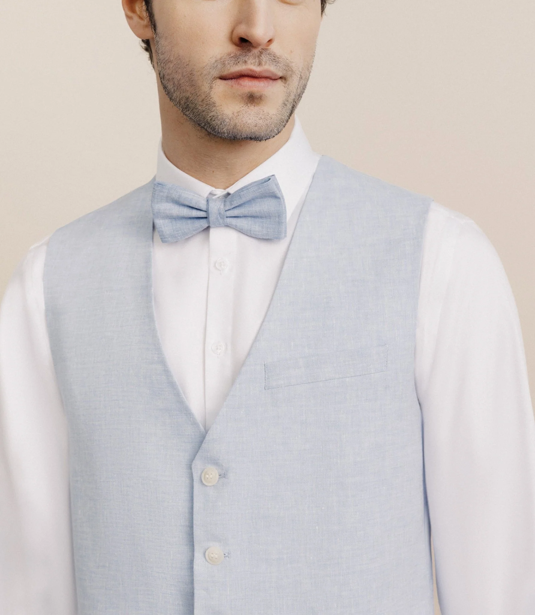 Gilet 100% lin bleu ciel - Image 2