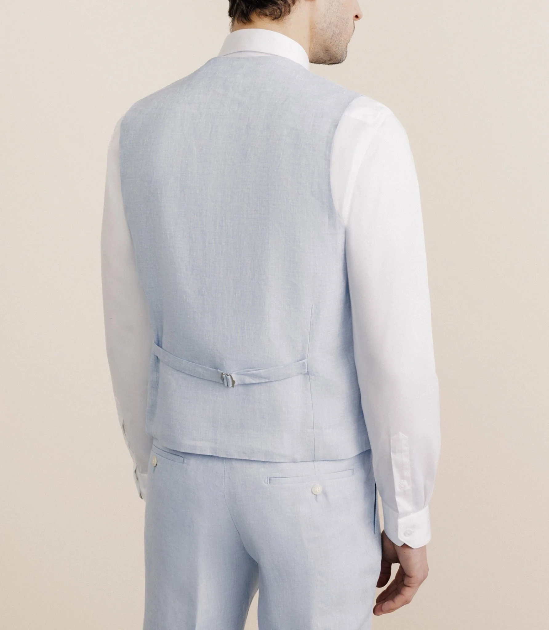 Gilet 100% lin bleu ciel - Image 3
