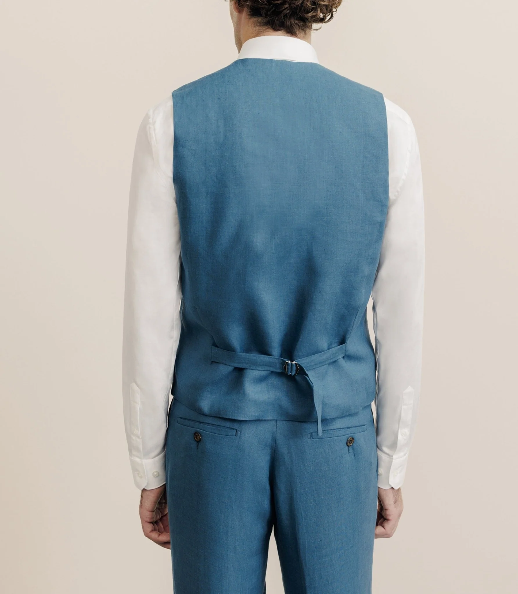 Gilet 100% lin bleu vert - Image 3