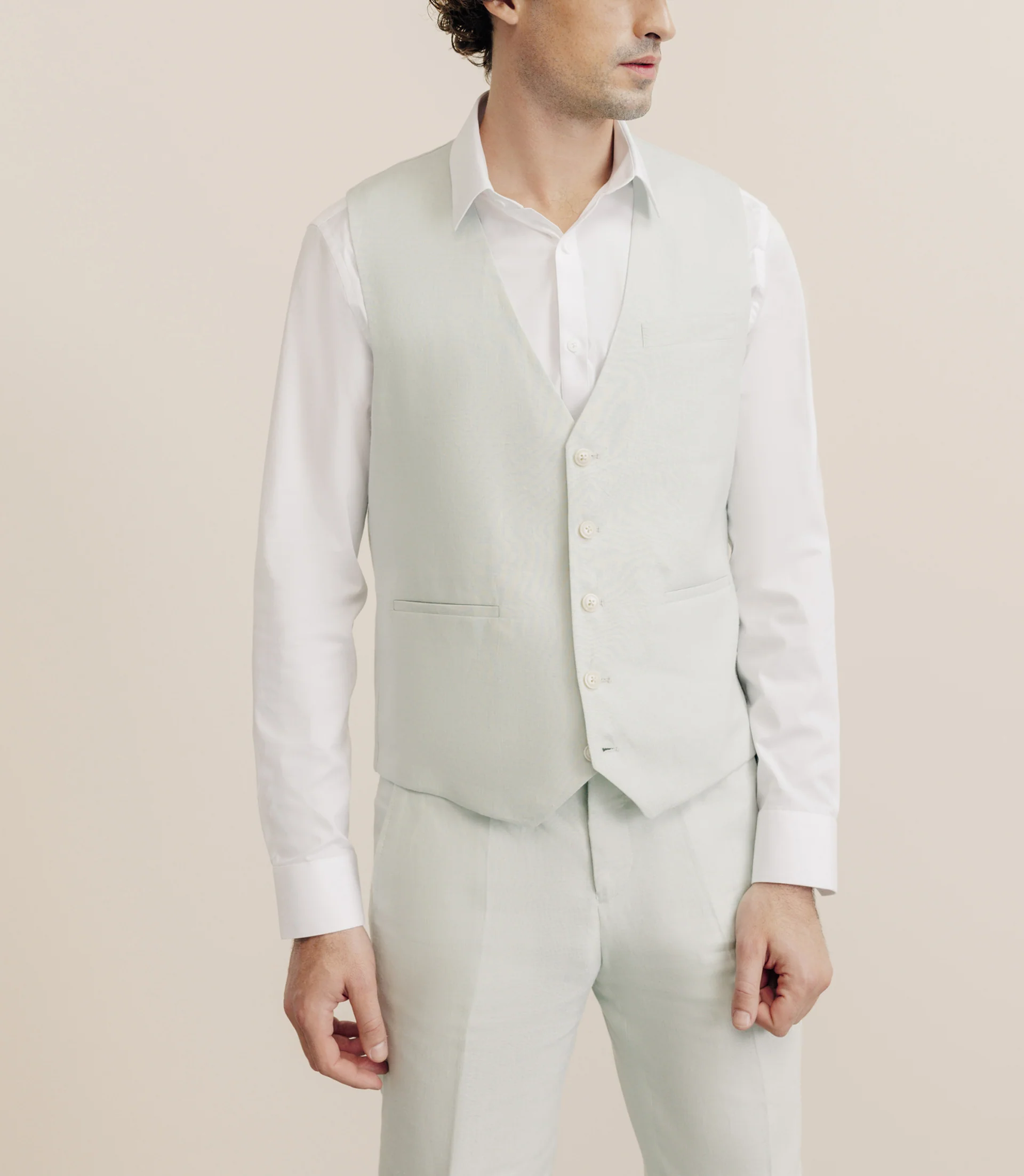 Gilet 100% lin vert d'eau