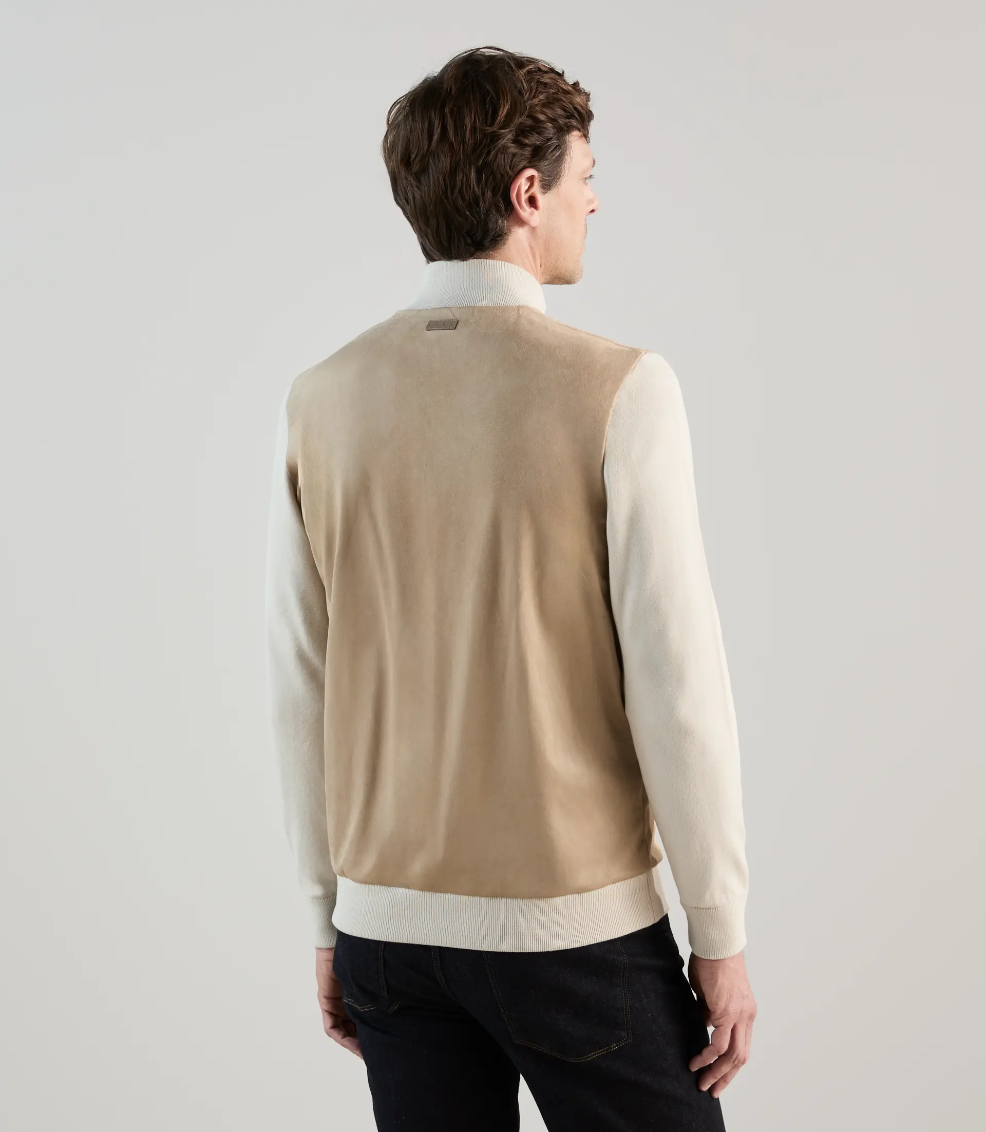 Gilet zip bi-matière beige - Image 4