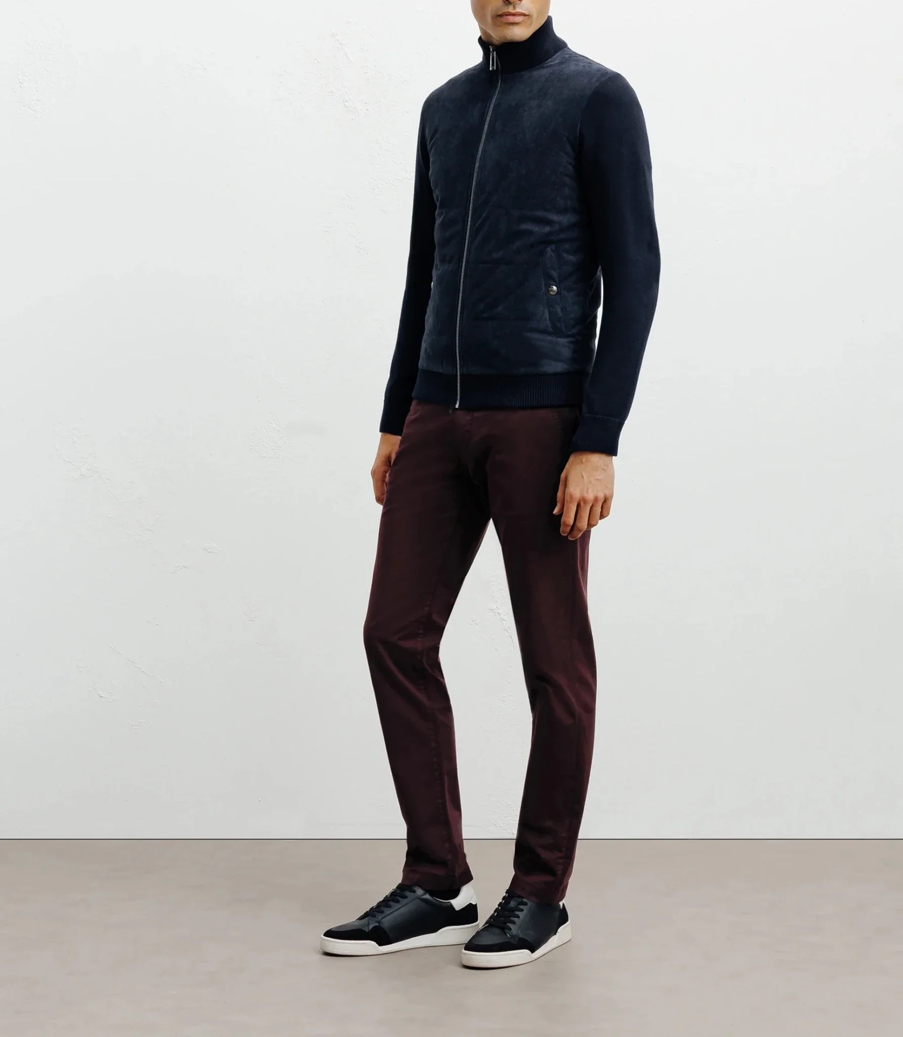 Gilet zip bi-matière marine - Image 3