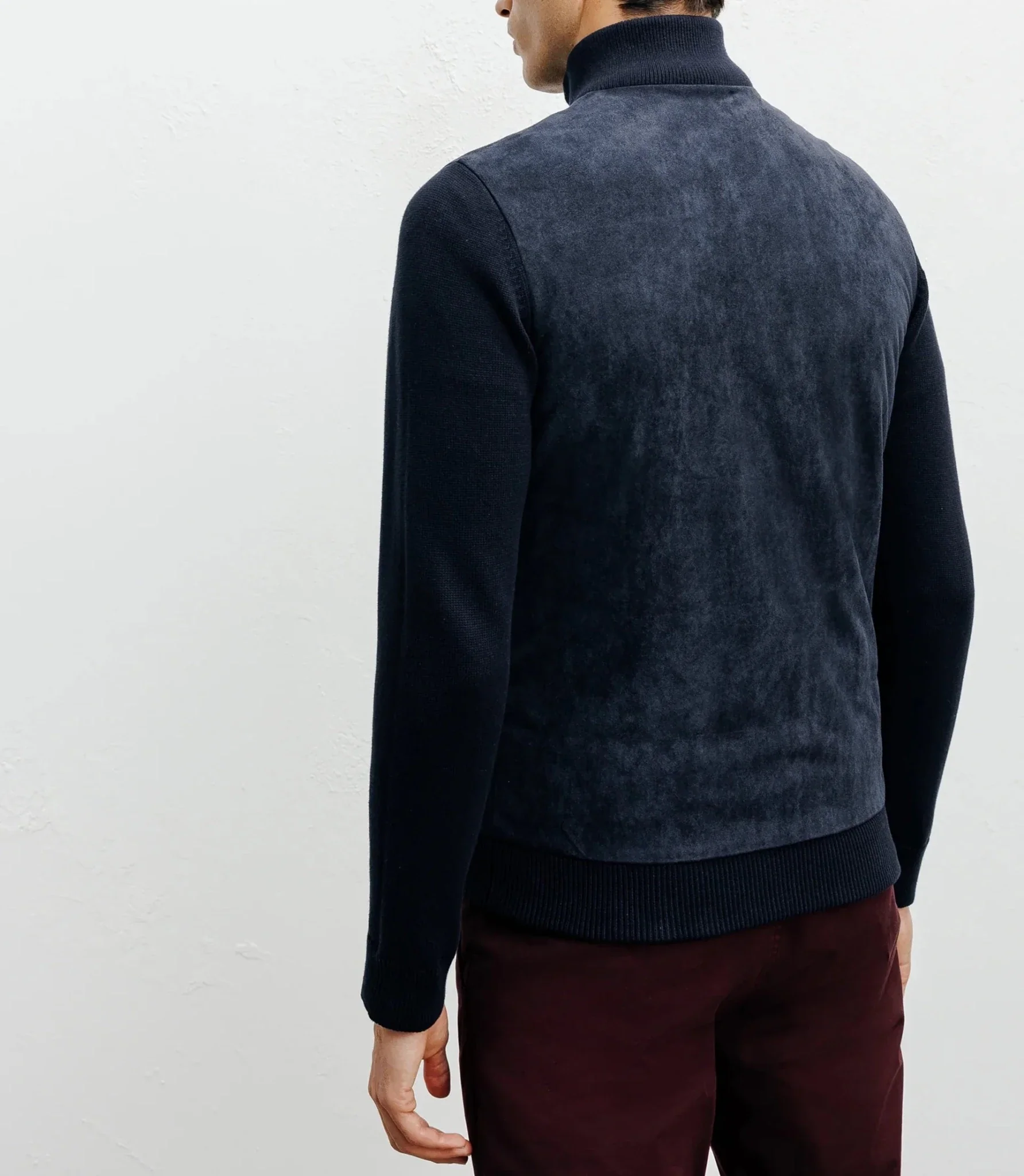 Gilet zip bi-matière marine - Image 4