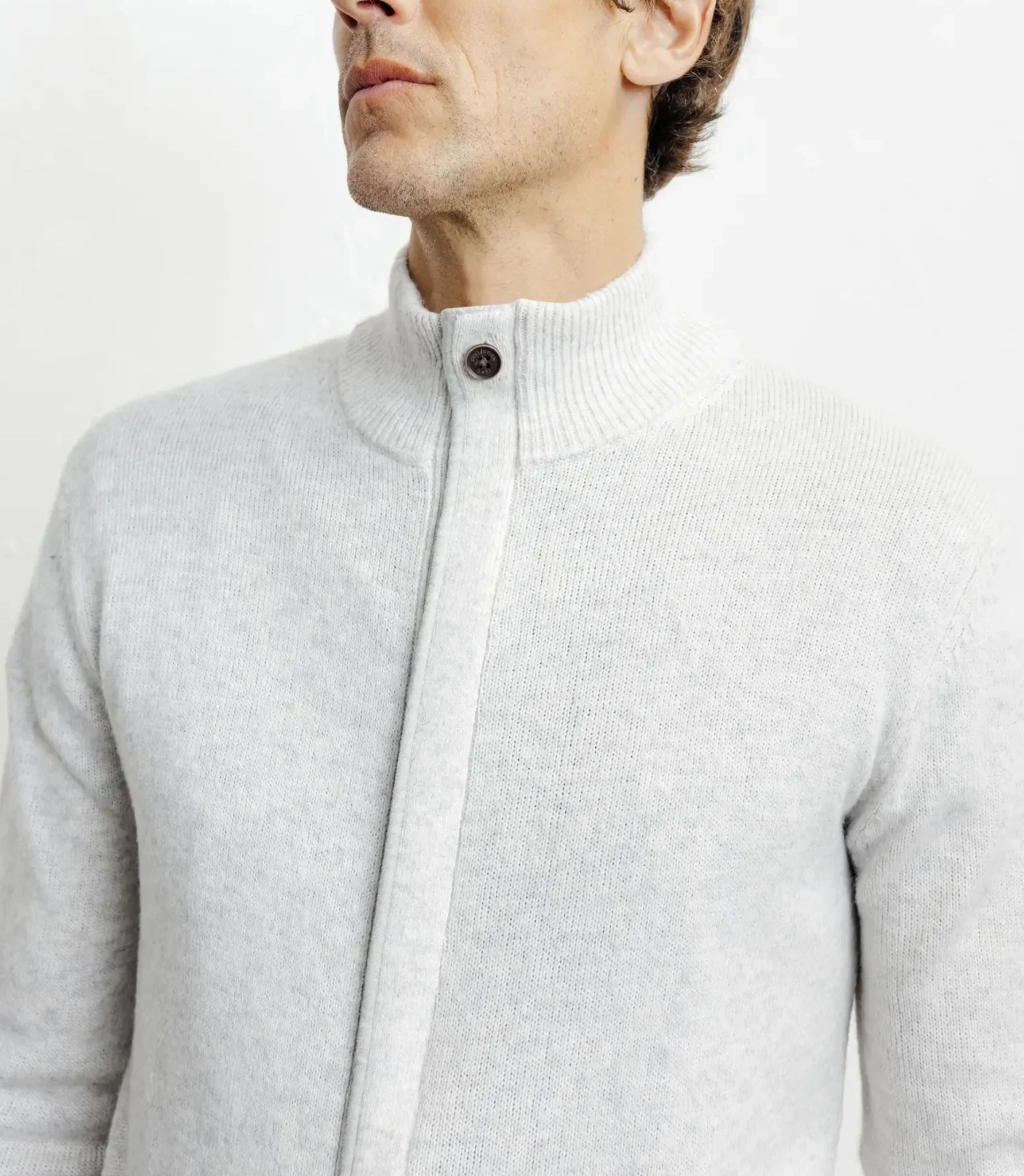 Gilet zip col montant gris chiné - Image 2