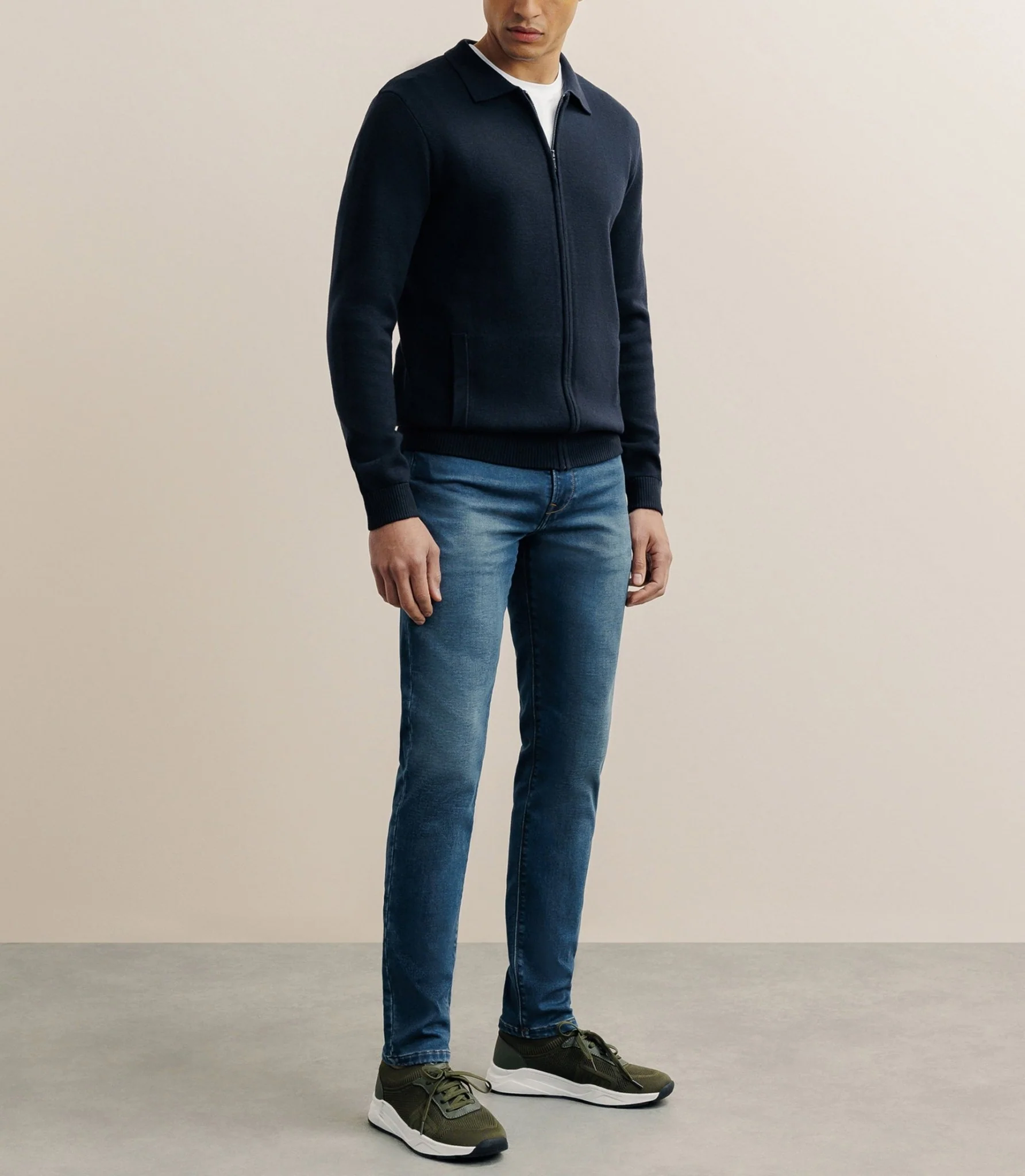 Gilet zippé col chemise marine - Image 3