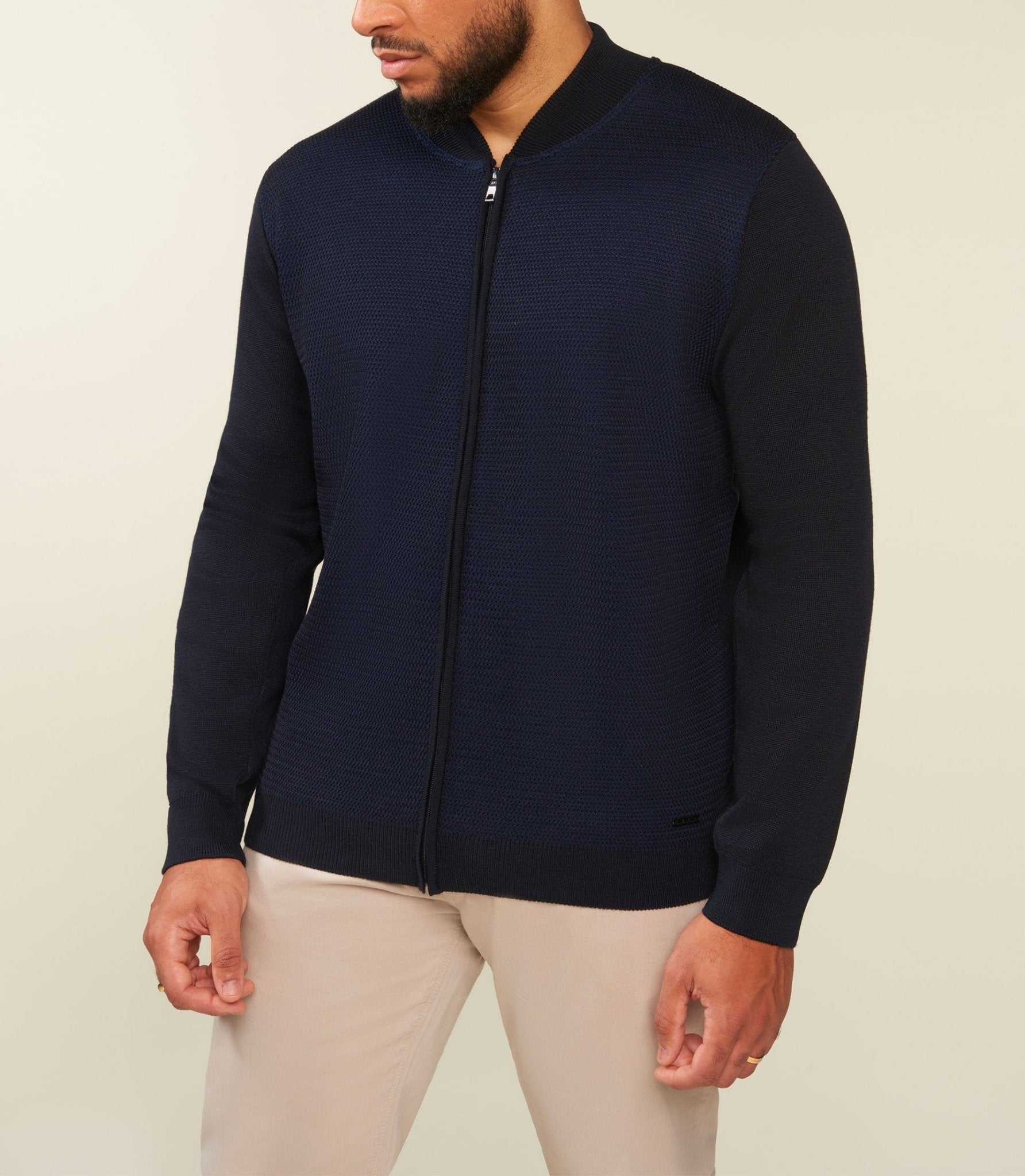 Gilet zippé marine col teddy BAOBT - Image 3