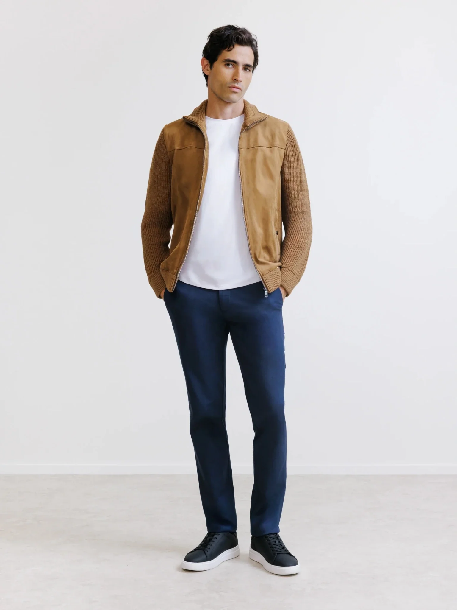 Gilet zippé bi-matière camel - Image 3