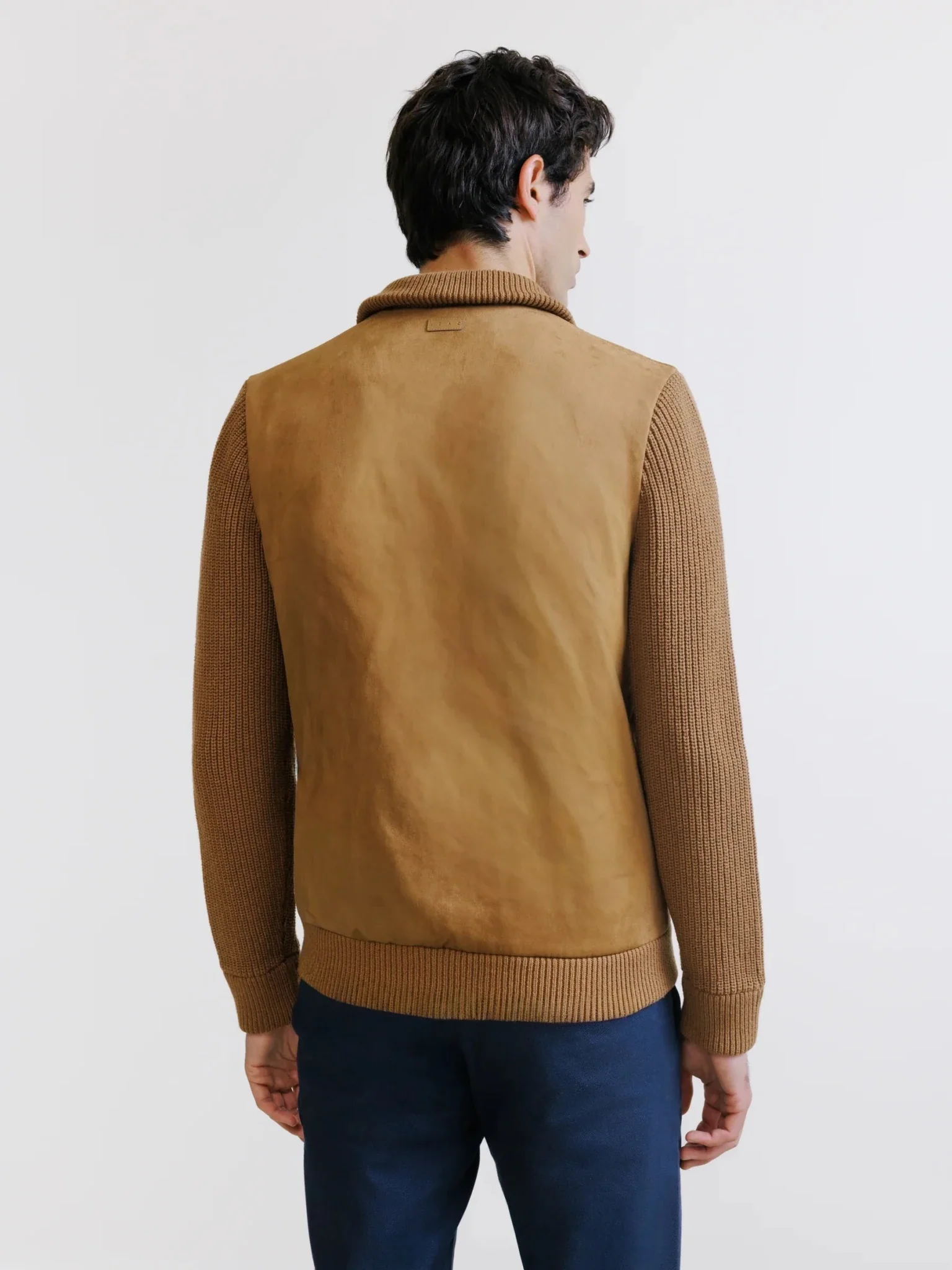 Gilet zippé bi-matière camel - Image 4