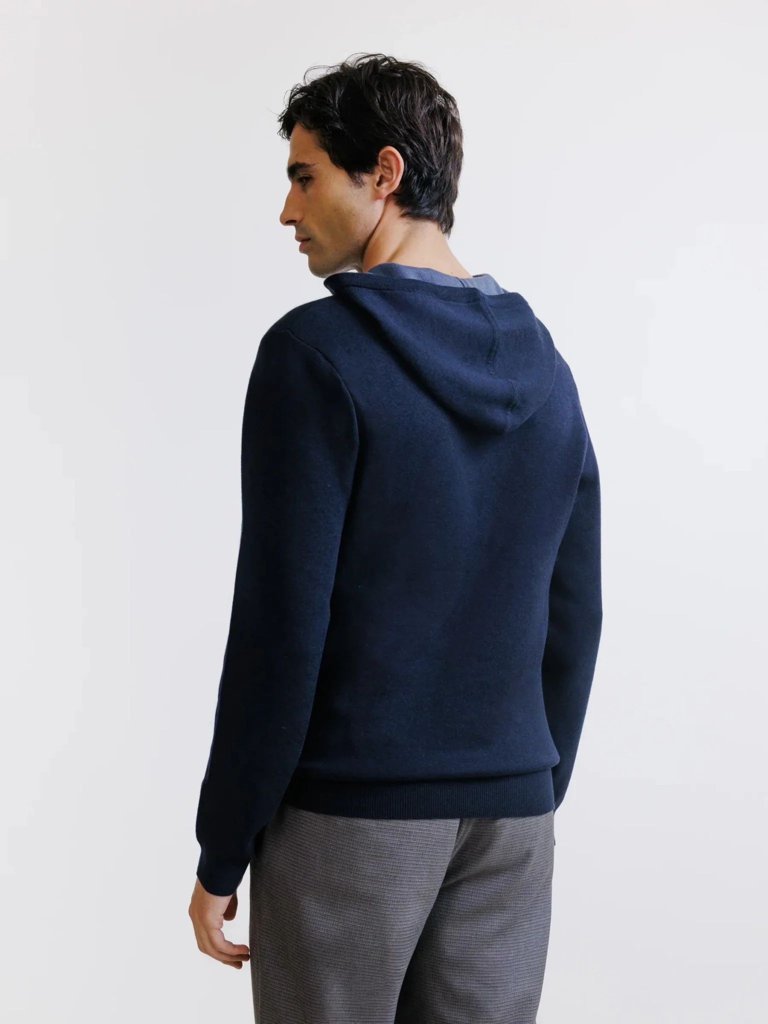 Hoodie en maille à capuche demi-zippé marine - Image 4