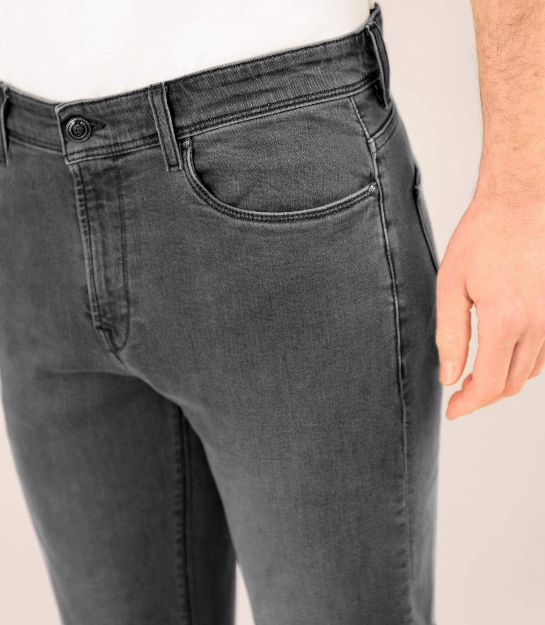 Jean 5 poches "jog" coupe slim gris - Image 3