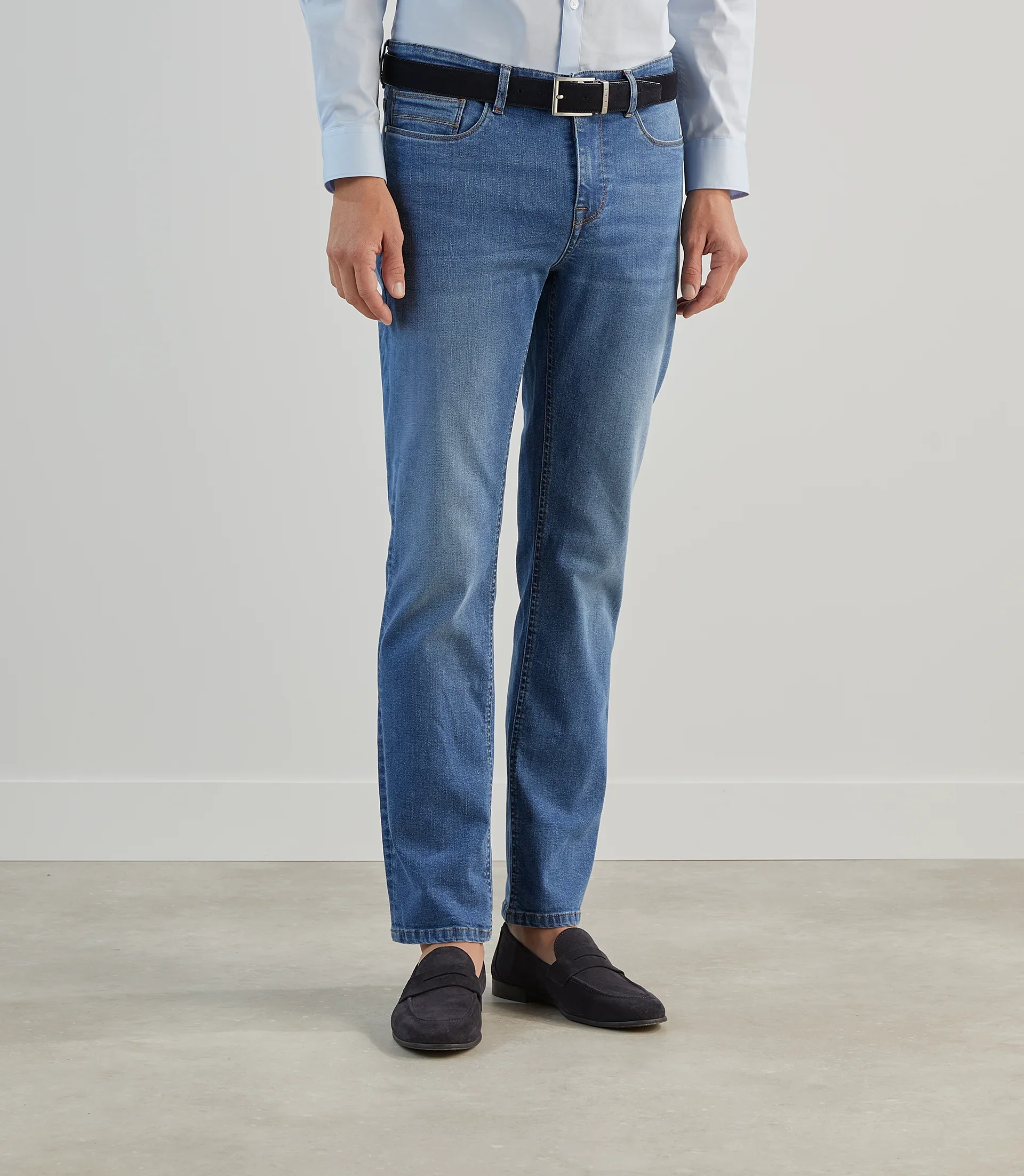 Jean 5 poches regular bleu moyen